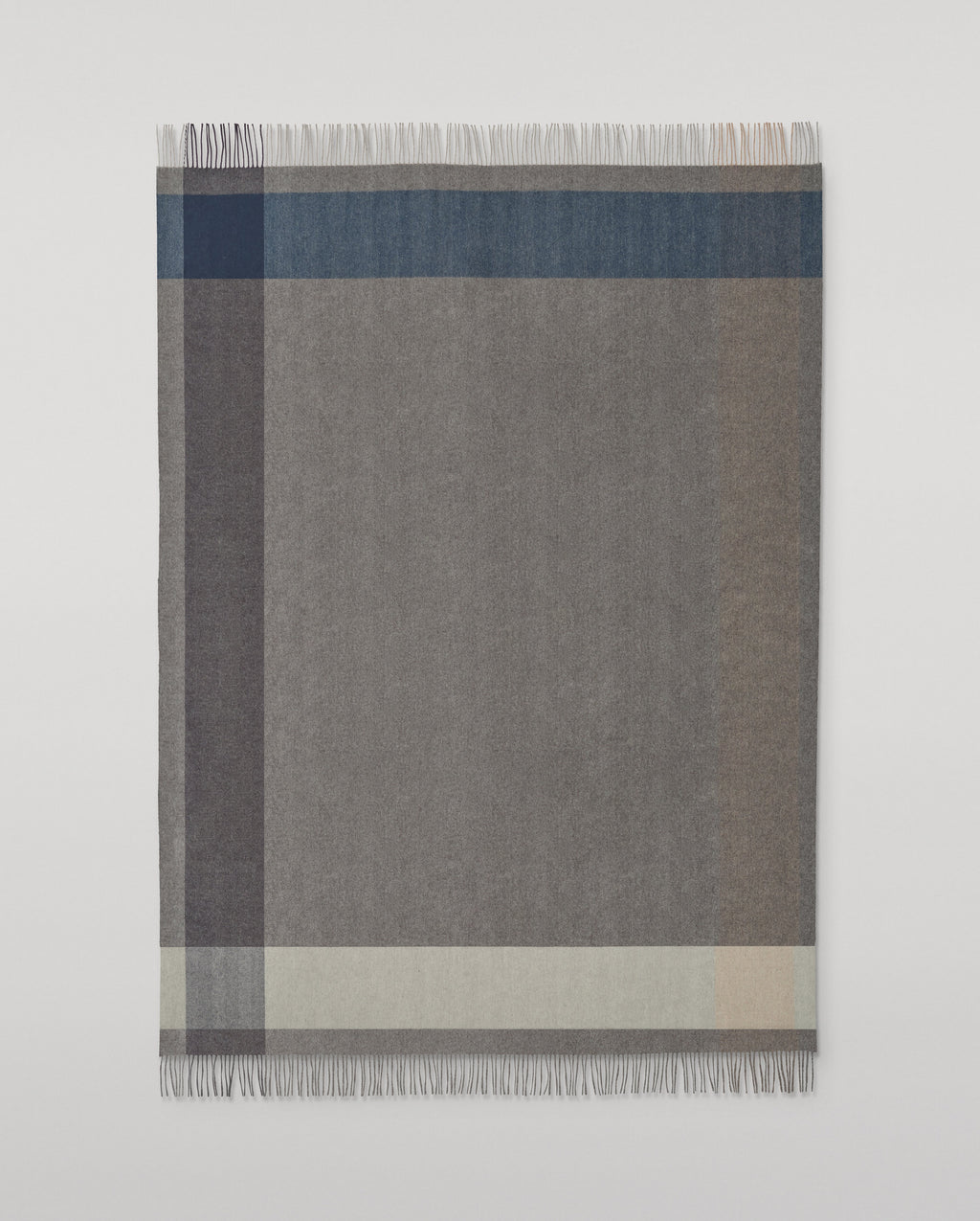 Johnstons of Elgin - Block Border Grey Wool Throw