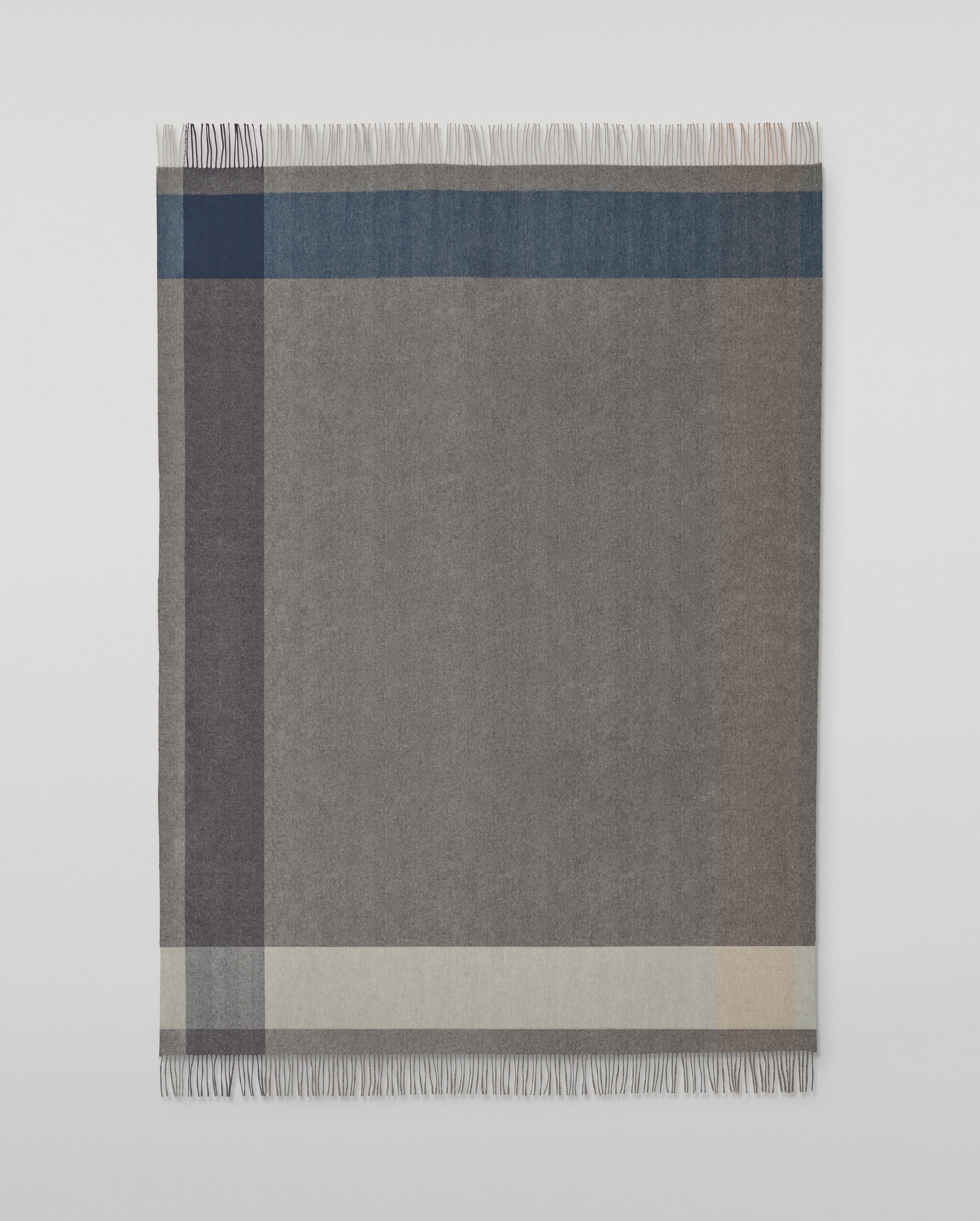 Johnstons of Elgin - Block Border Grey Wool Throw