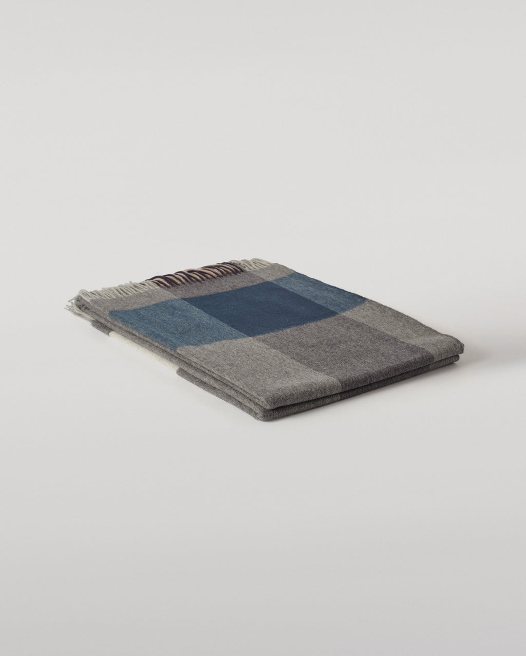 Johnstons of Elgin - Block Border Grey Wool Throw
