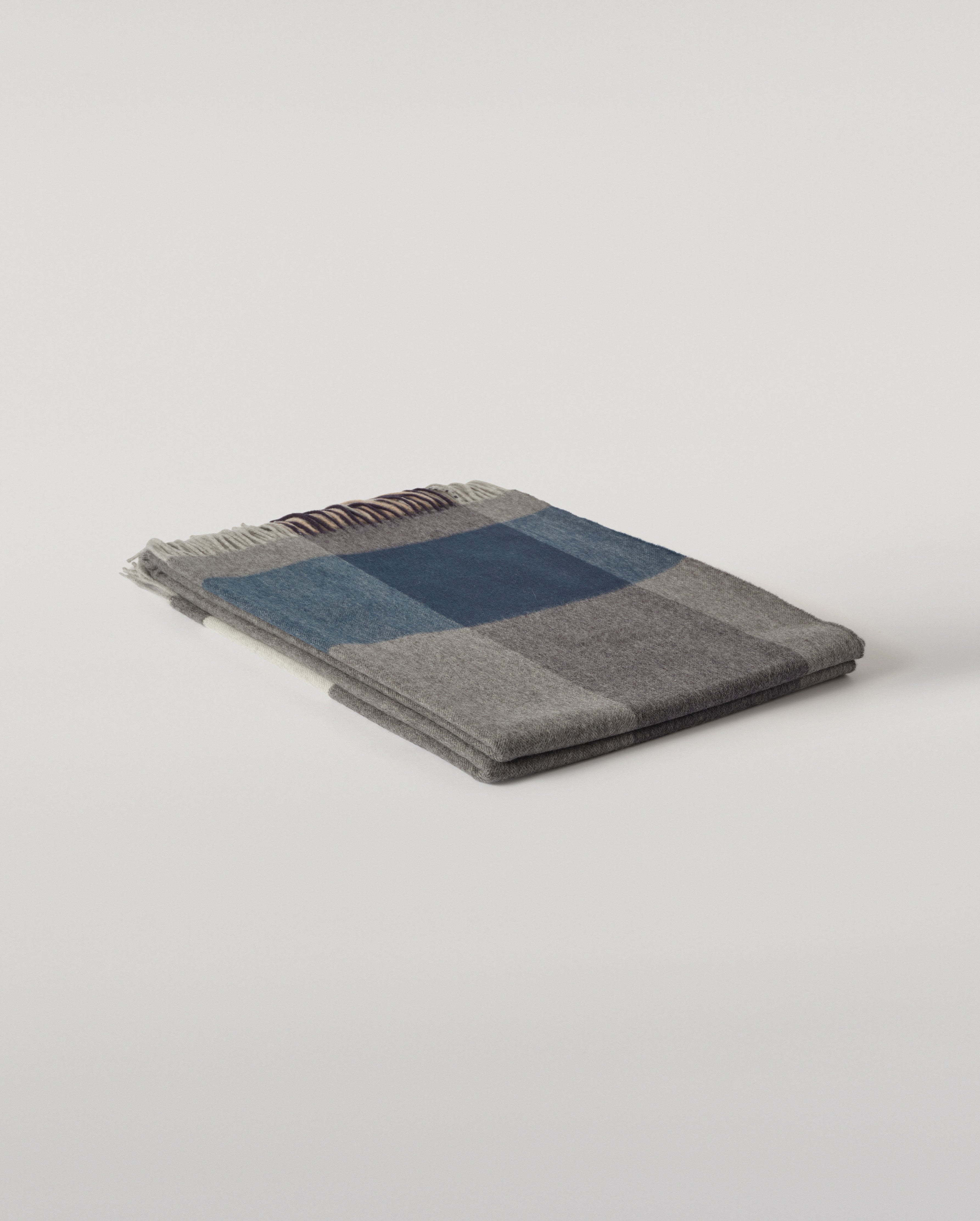Johnstons of Elgin - Block Border Grey Wool Throw