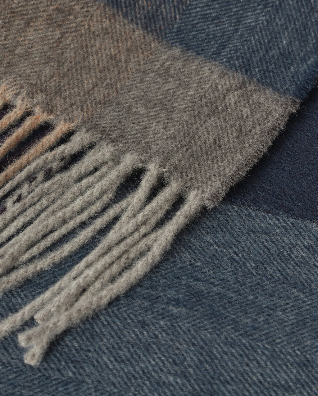 Johnstons of Elgin - Block Border Grey Wool Throw