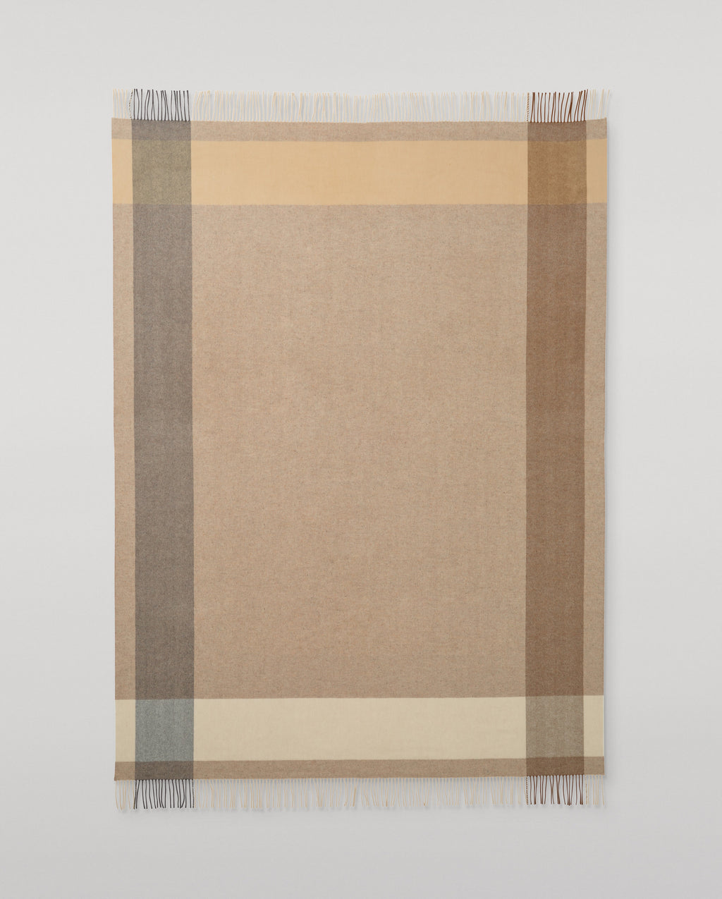 Johnstons of Elgin - Block Border Natural Wool Throw