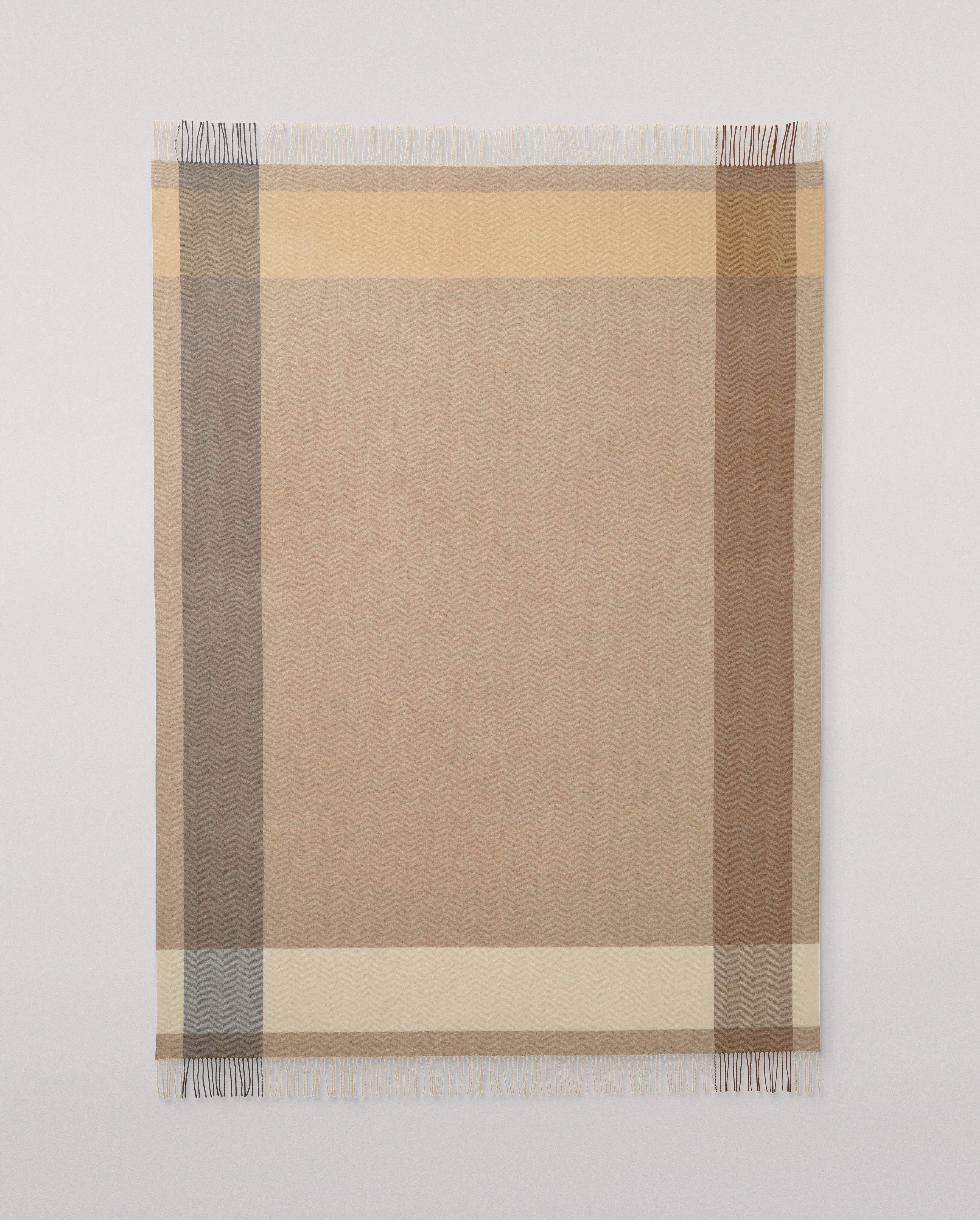 Johnstons of Elgin - Block Border Natural Wool Throw