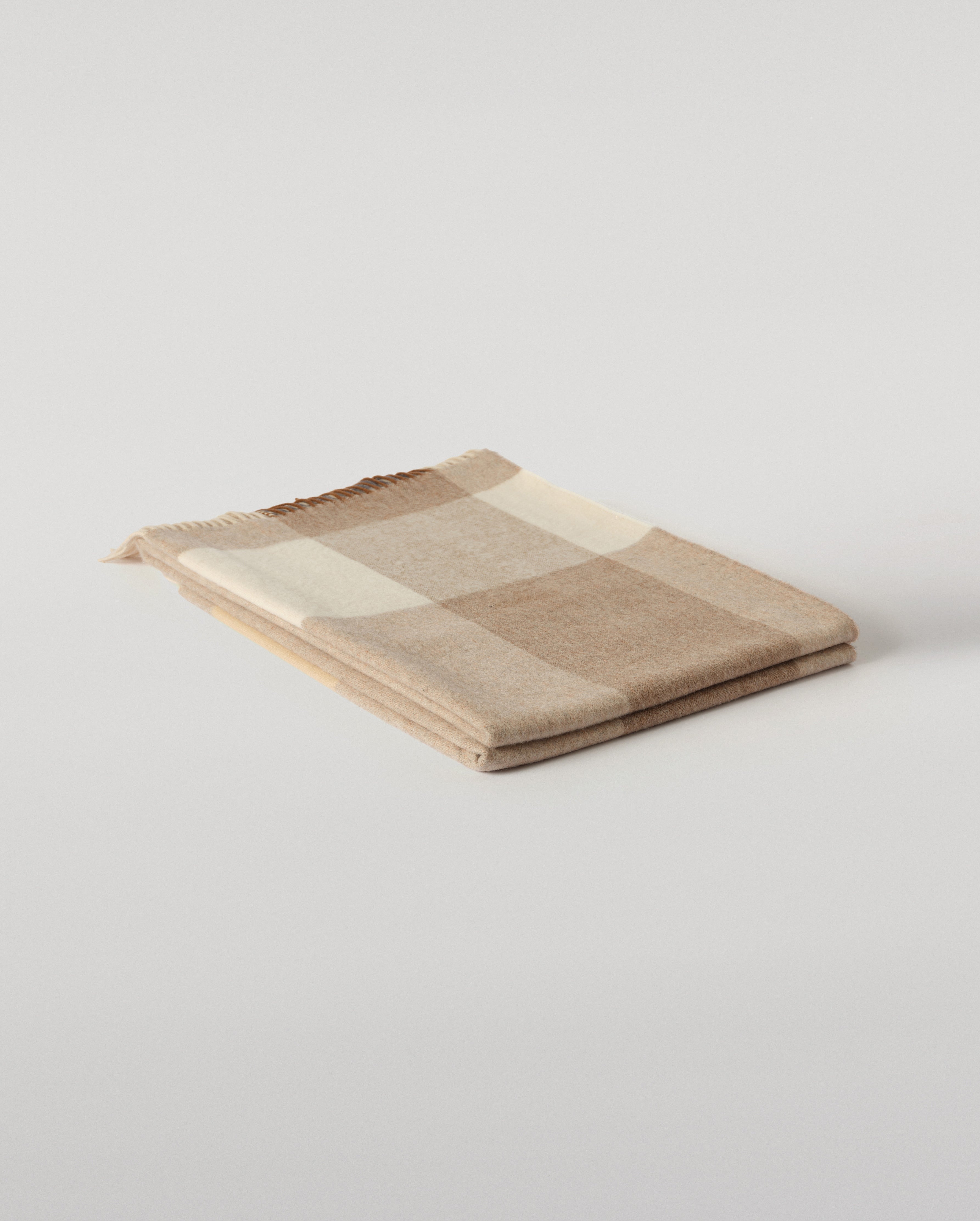 Johnstons of Elgin - Block Border Natural Wool Throw
