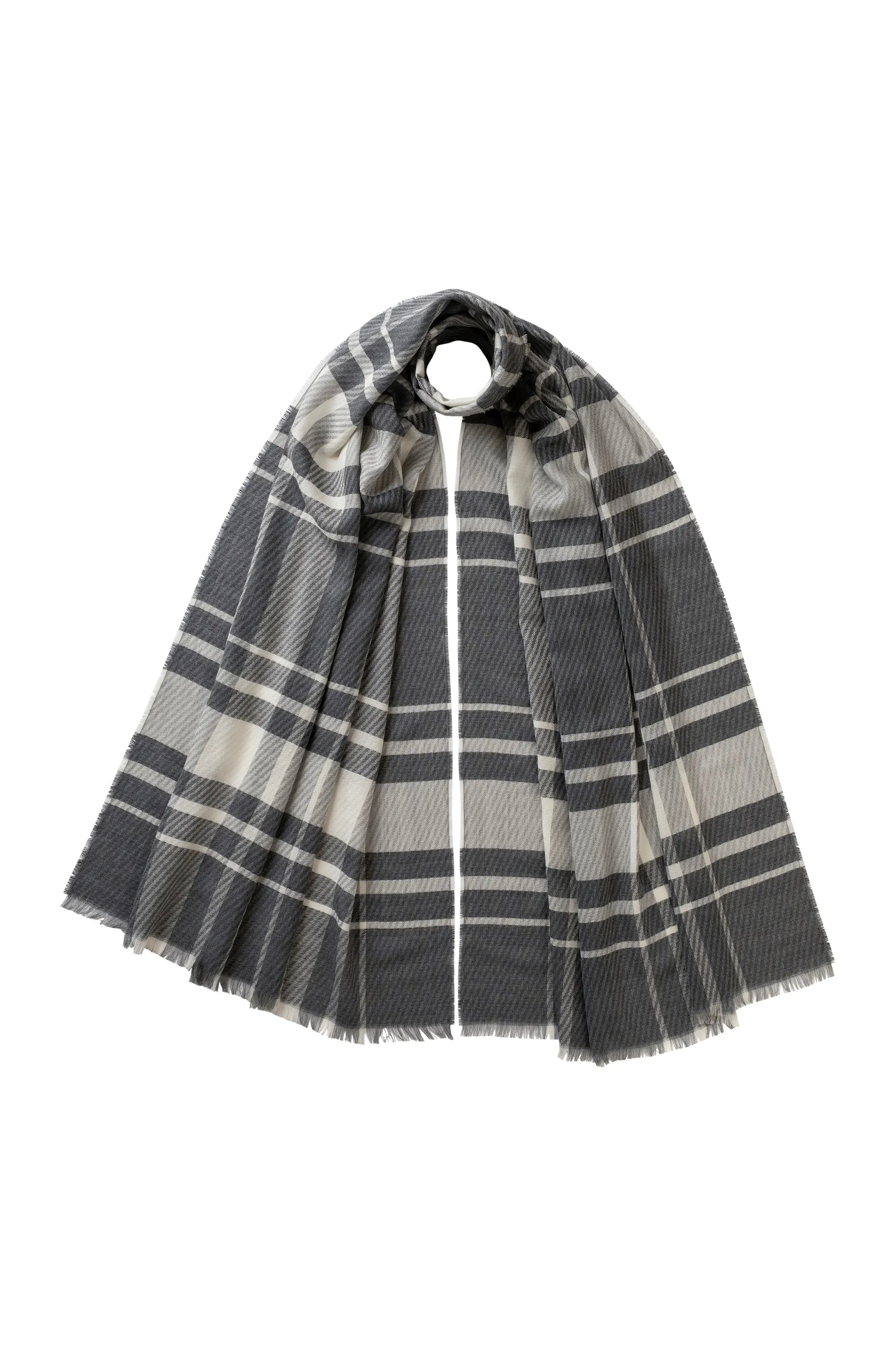 Johnstons of Elgin - Twill Check Grey Scarf