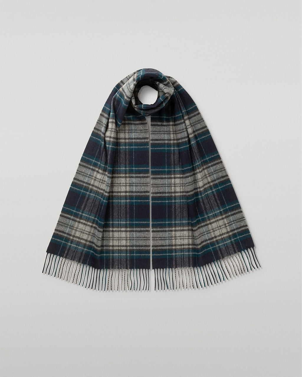 Johnstons of Elgin - Doune Vintage Check Navy Merino Scarf