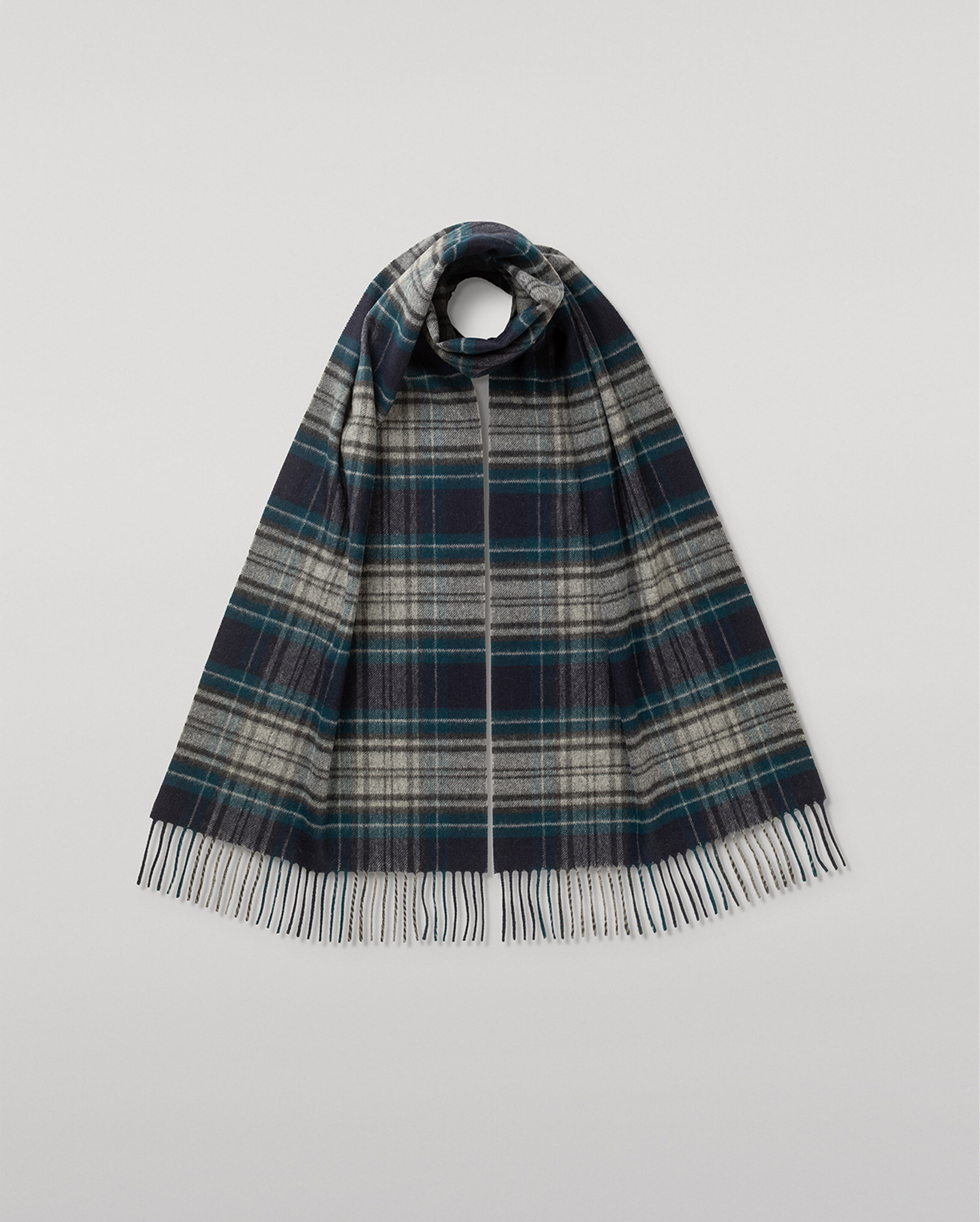 Johnstons of Elgin - Doune Vintage Check Navy Merino Scarf