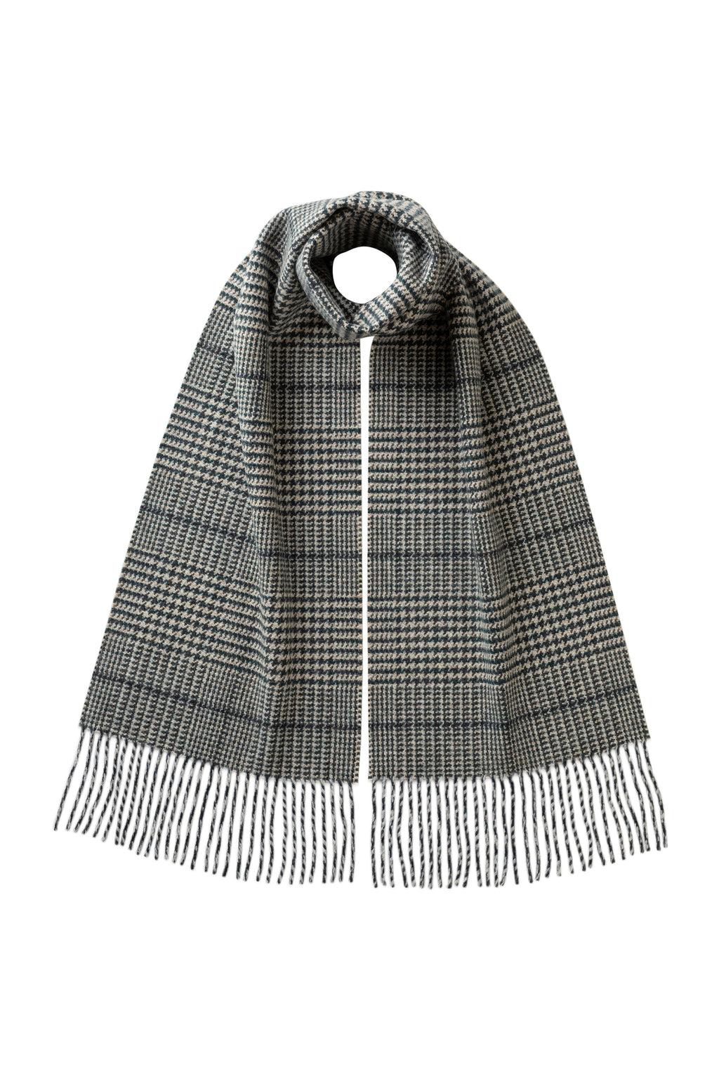 Johnstons of Elgin - Tweed Glen Check Dark Green Scarf