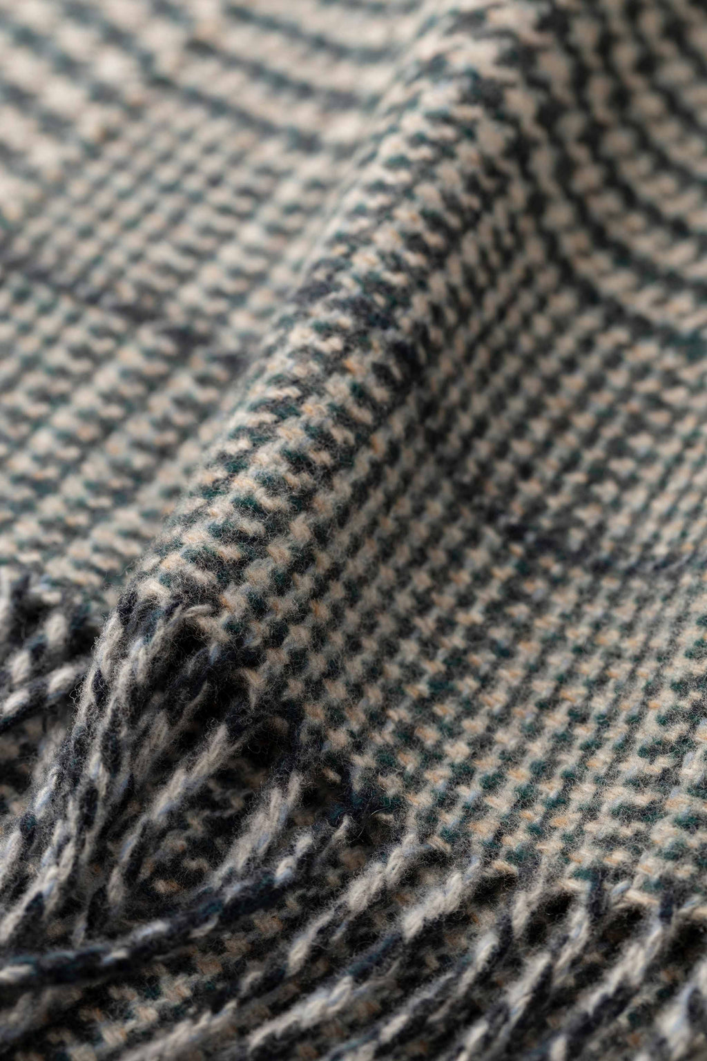 Johnstons of Elgin - Tweed Glen Check Dark Green Scarf