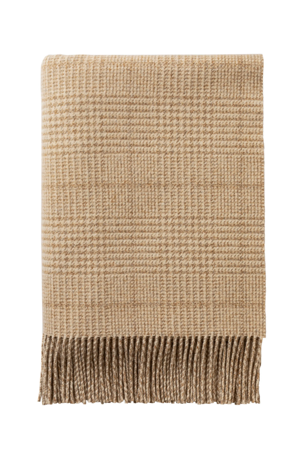 Johnstons of Elgin - Tweed Glen Check Wool Throw in Natural