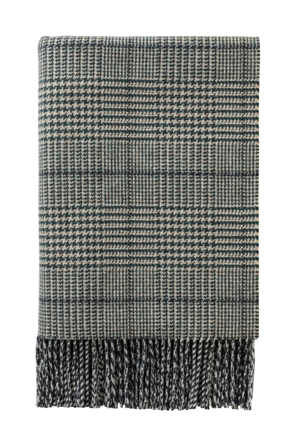 Johnstons of Elgin - Tweed Glen Check Wool Throw in Green