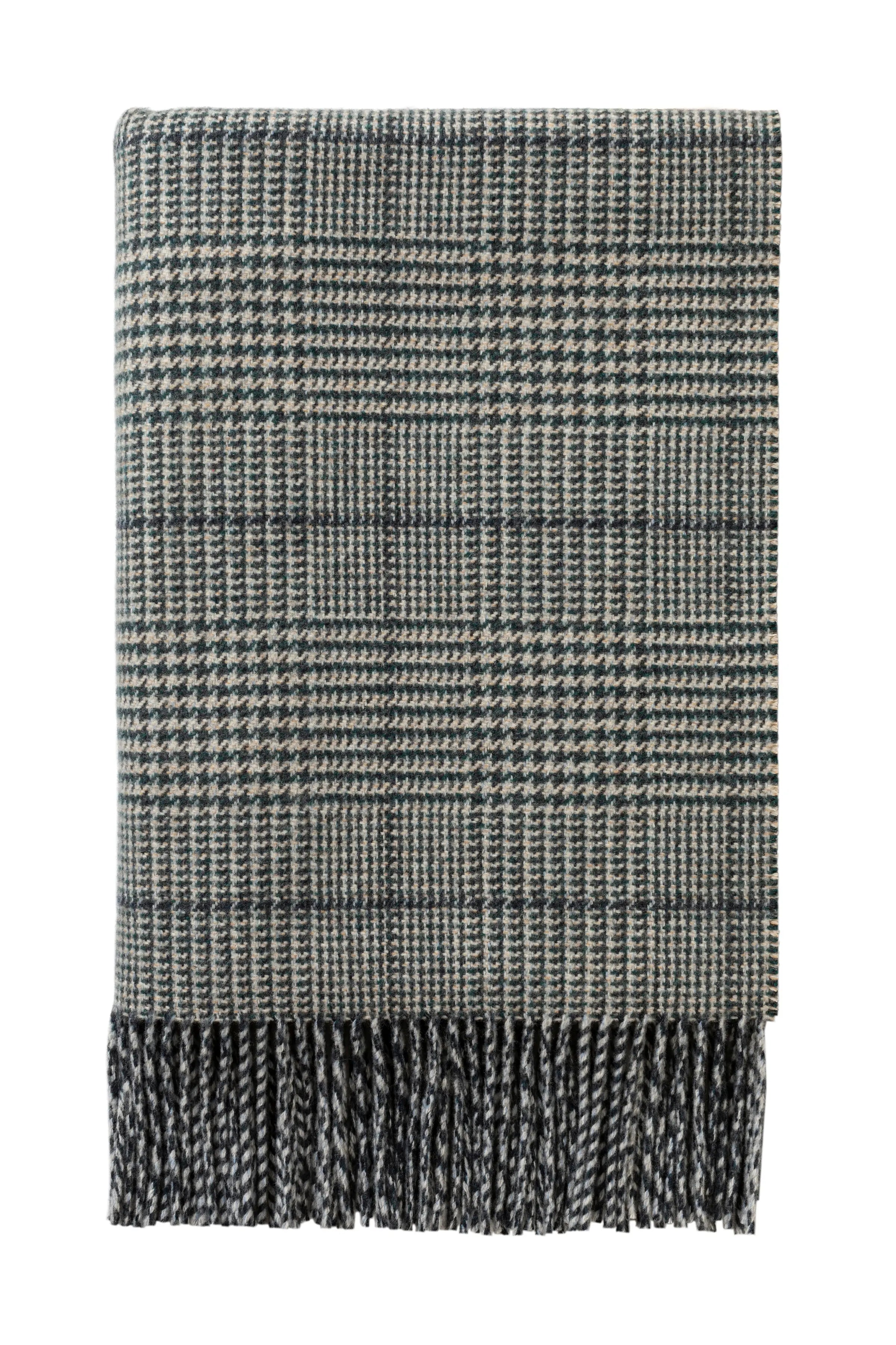 Johnstons of Elgin - Tweed Glen Check Wool Throw in Green