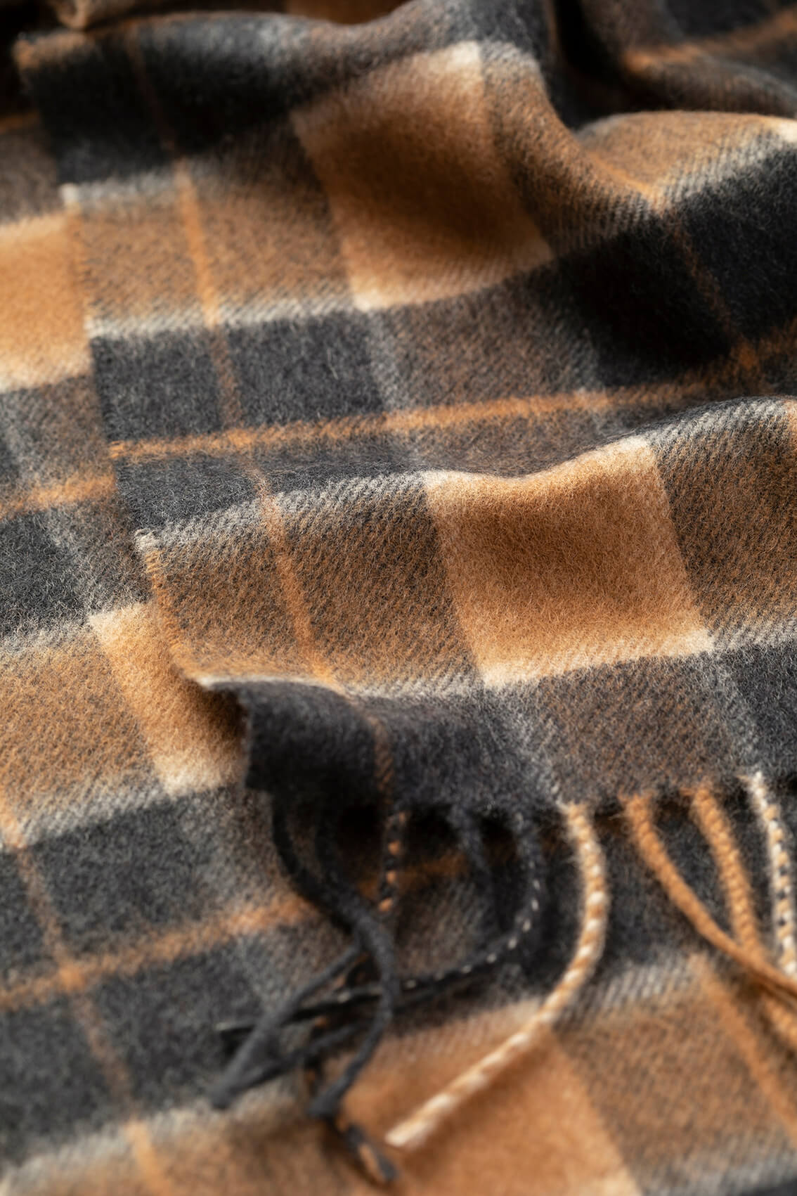 Johnstons of Elgin - Windowpane Check Cashmere & Vicuña Scarf