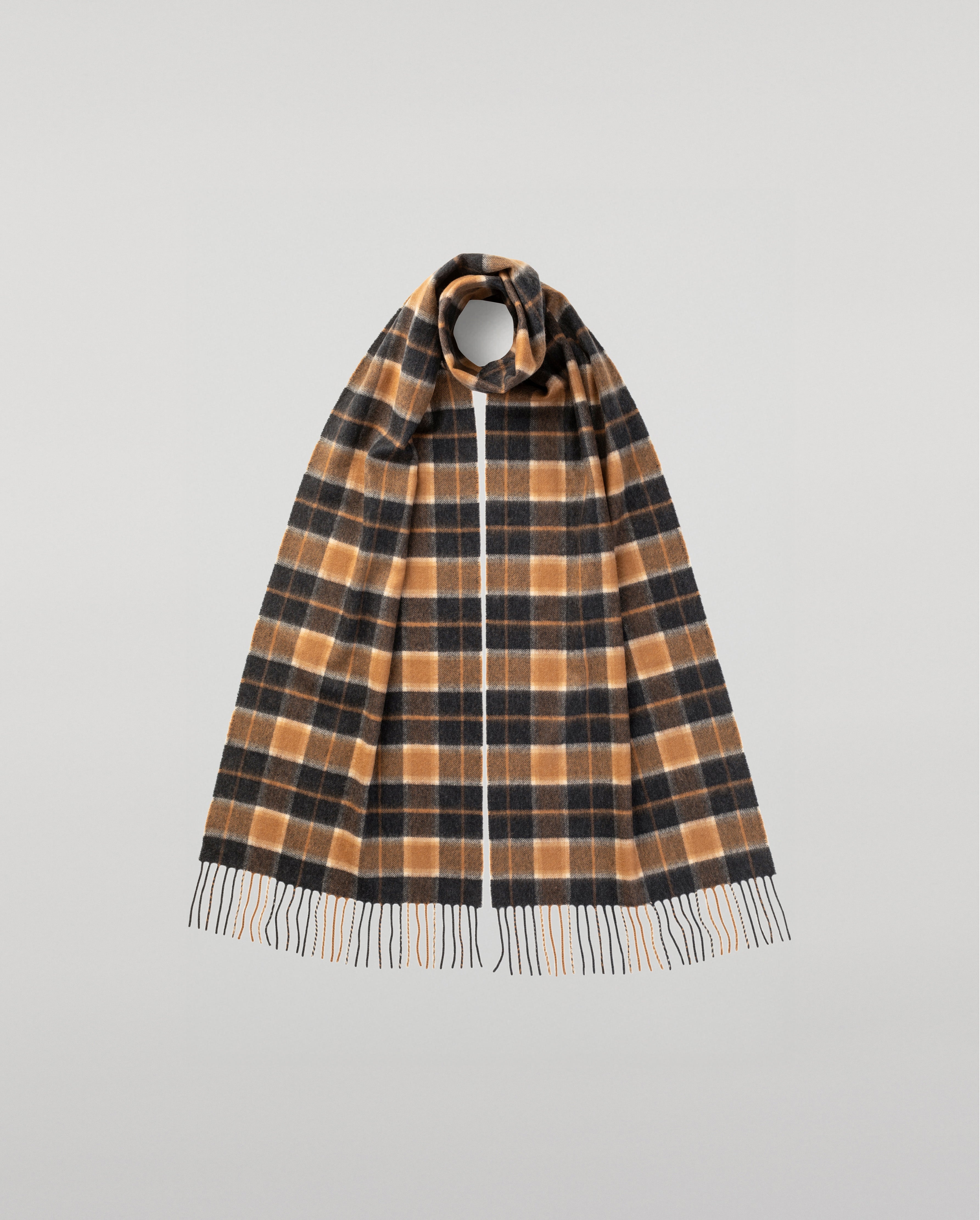 Johnstons of Elgin - Windowpane Check Cashmere & Vicuña Scarf