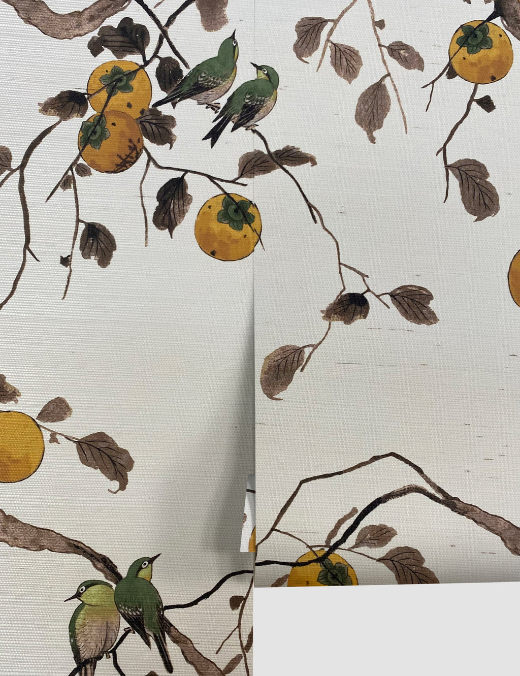 Lulu and Georgia - Persimmon Birds Grasscloth Wallpaper by Nathan Turner