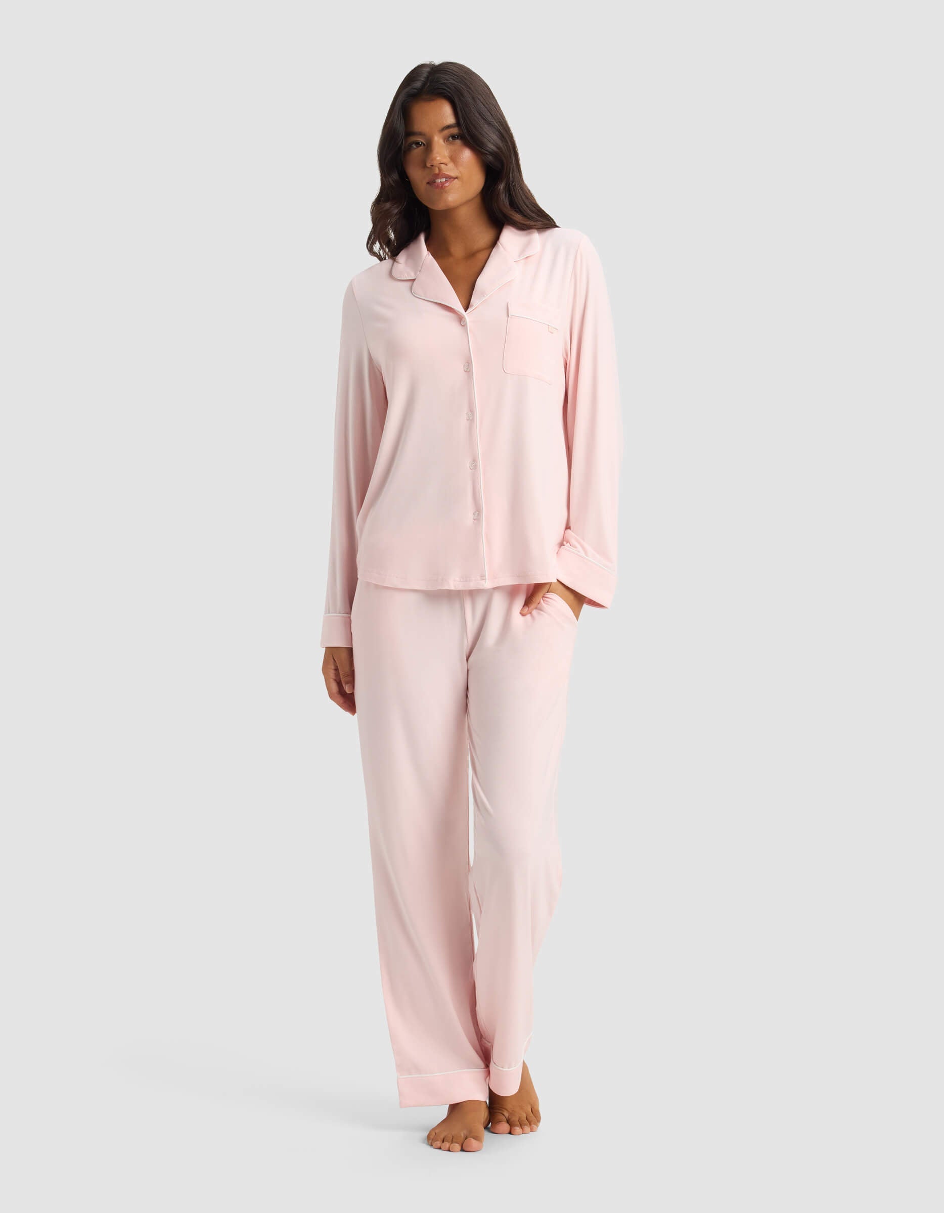 Cozy Earth - Women's Bamboo Stretch - Knit Long Sleeve Pajama Set