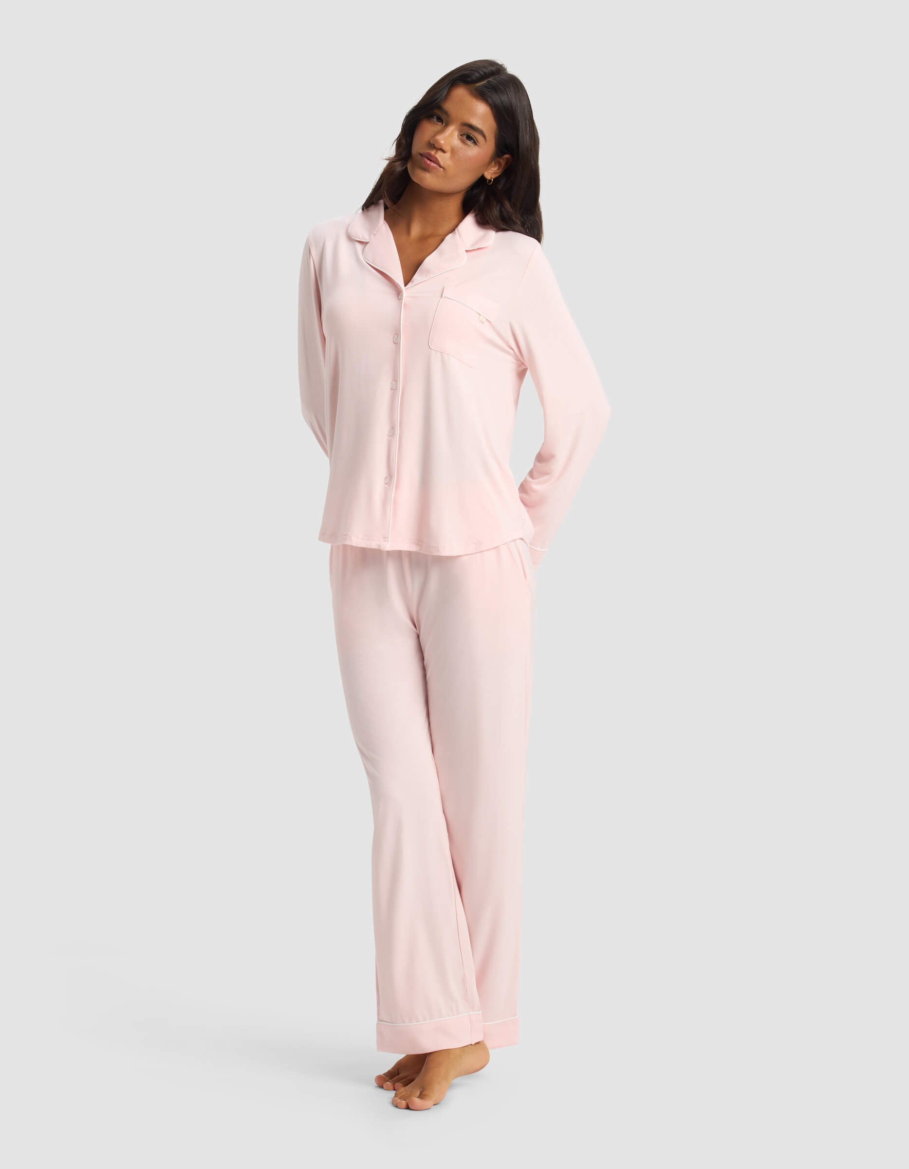 Cozy Earth - Women's Bamboo Stretch - Knit Long Sleeve Pajama Set
