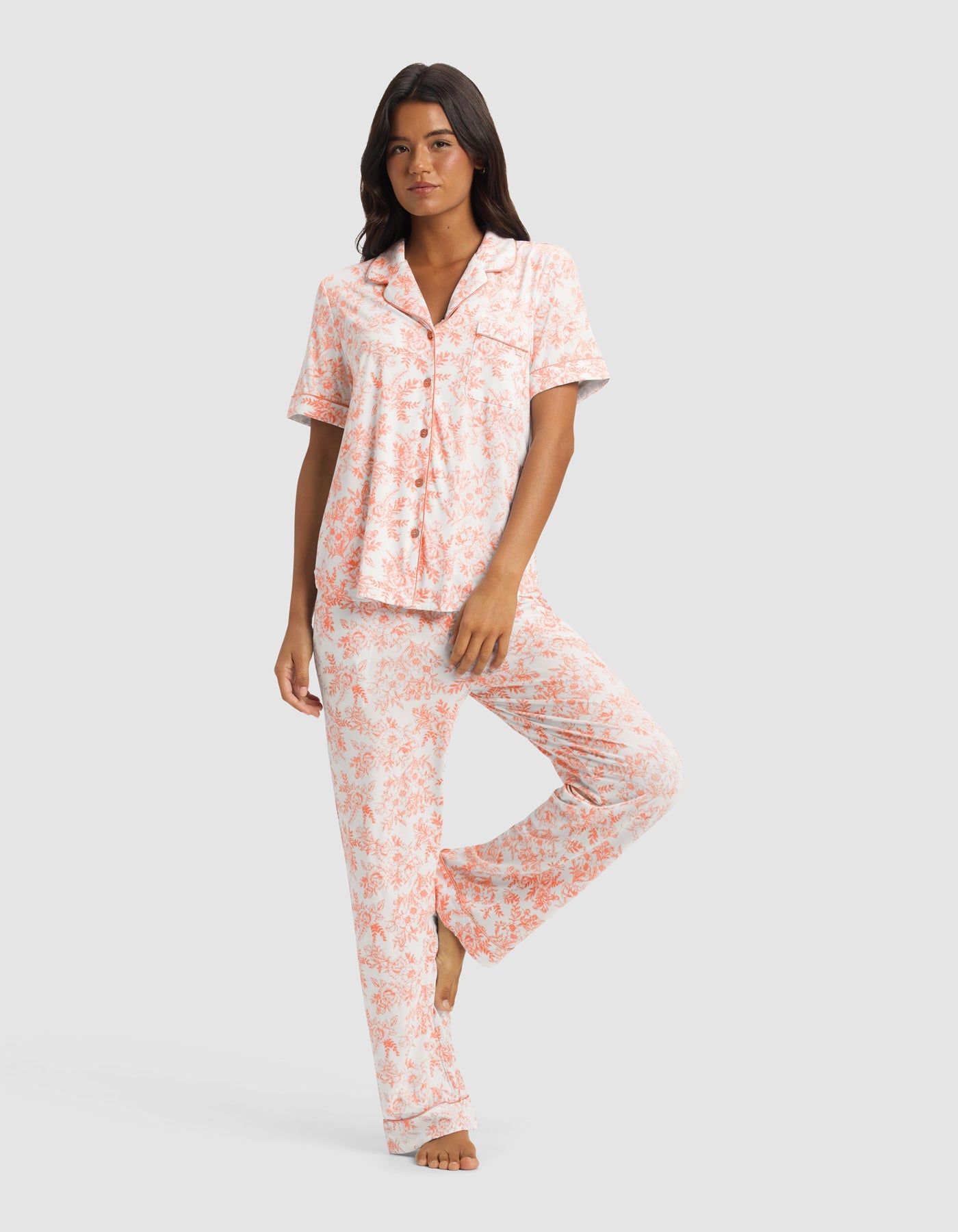 Cozy Earth - Women's Bamboo Stretch - Knit Short Sleeve & Pant Pajama Set