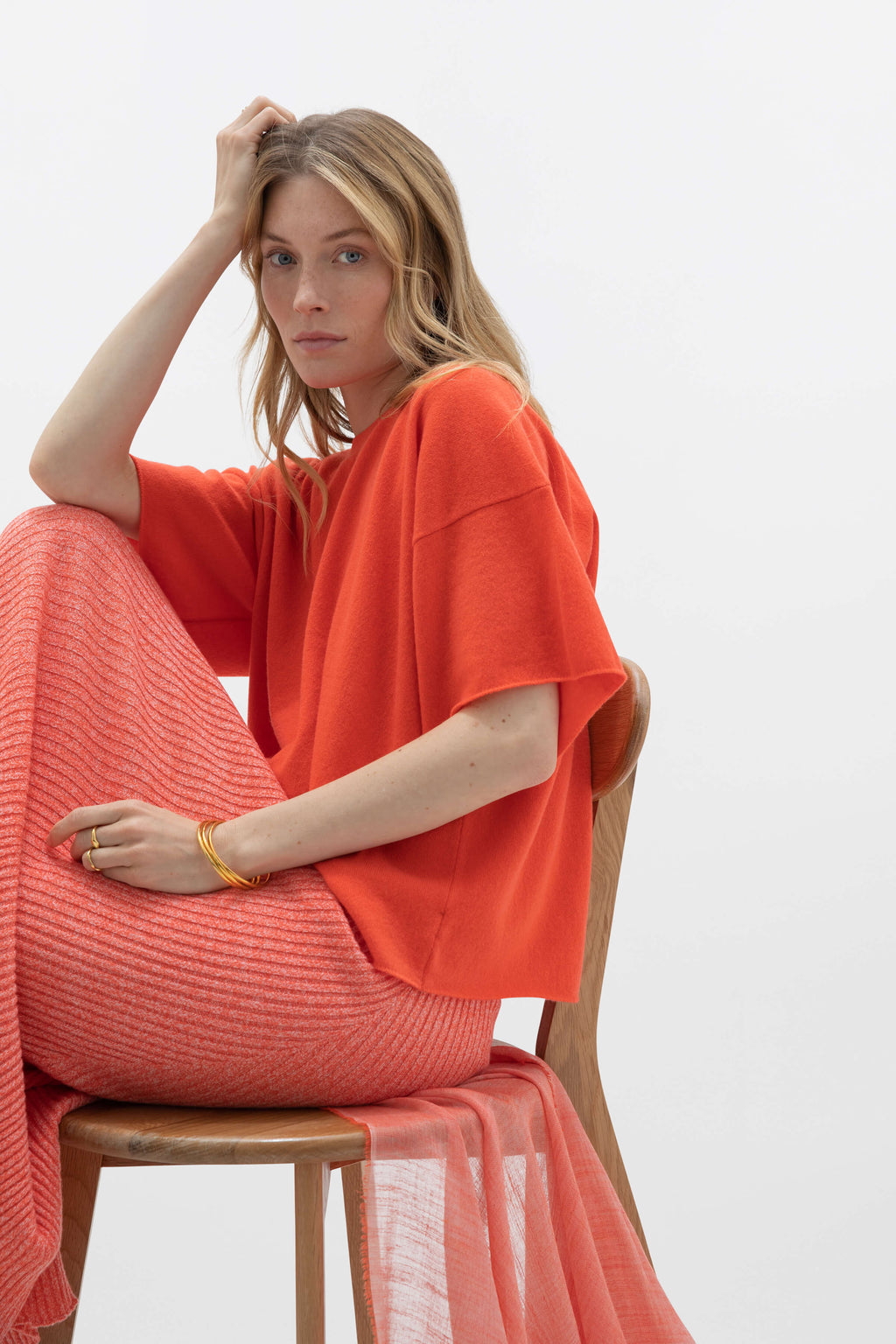 Johnstons of Elgin - Orange Cashmere T - Shirt