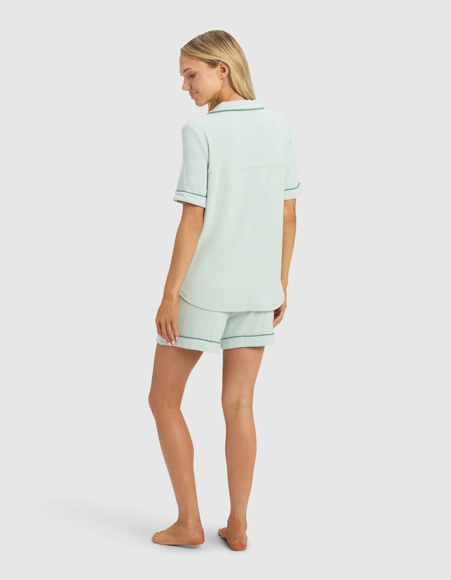 Cozy Earth - Women's Bamboo Rib - Knit Classic Short Sleeve Pajama Set