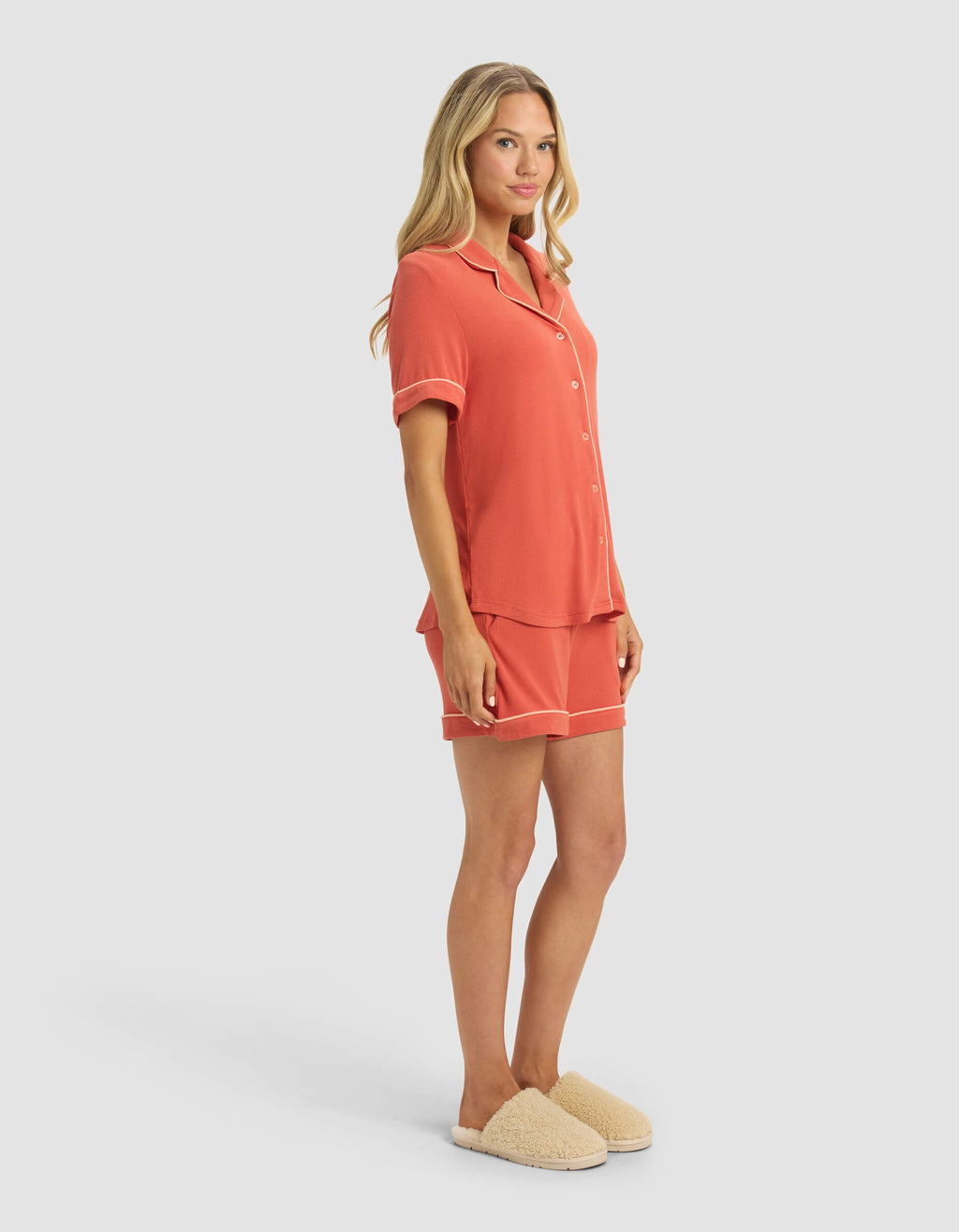 Cozy Earth - Women's Bamboo Rib - Knit Classic Short Sleeve Pajama Set