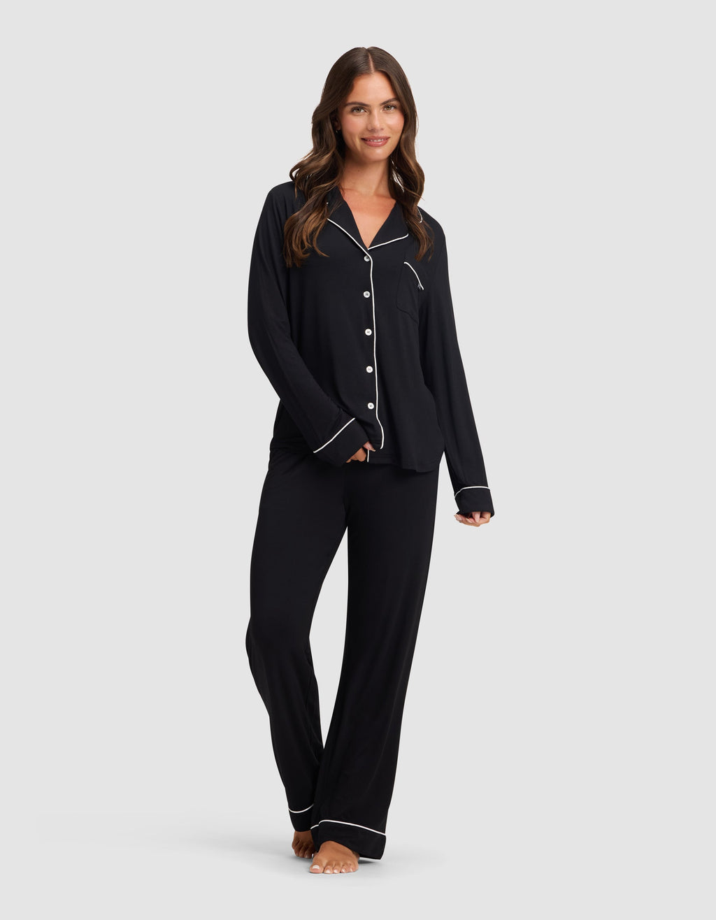 Cozy Earth - Women's Bamboo Stretch - Knit Long Sleeve Pajama Set TALL
