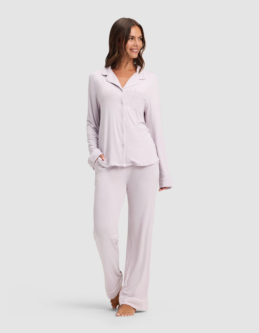 Cozy Earth - Women's Bamboo Stretch - Knit Long Sleeve Pajama Set