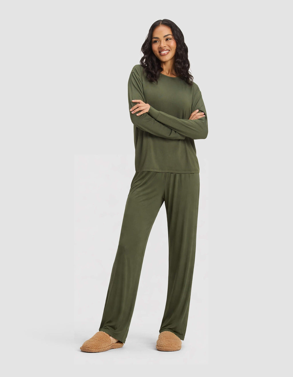 Cozy Earth - Women's Bamboo Stretch - Knit Long Sleeve Lounge Tee & Pant Set