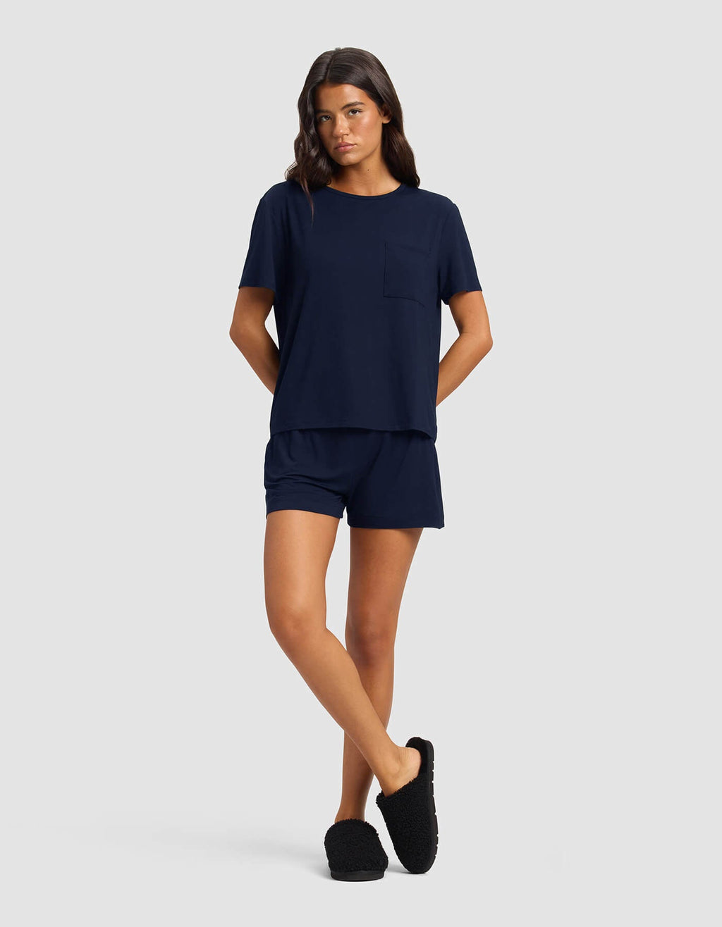 Cozy Earth - Women's Bamboo Stretch - Knit Lounge Tee & Shorts Set