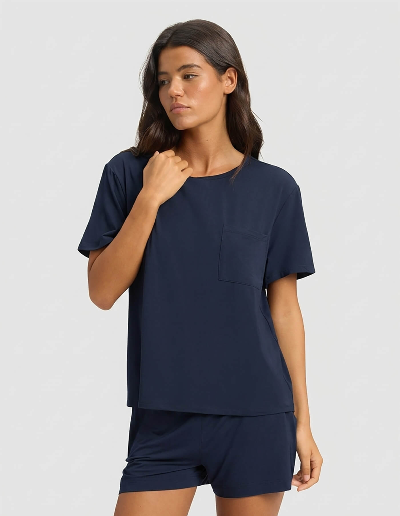 Cozy Earth - Women's Bamboo Stretch - Knit Lounge Tee & Shorts Set