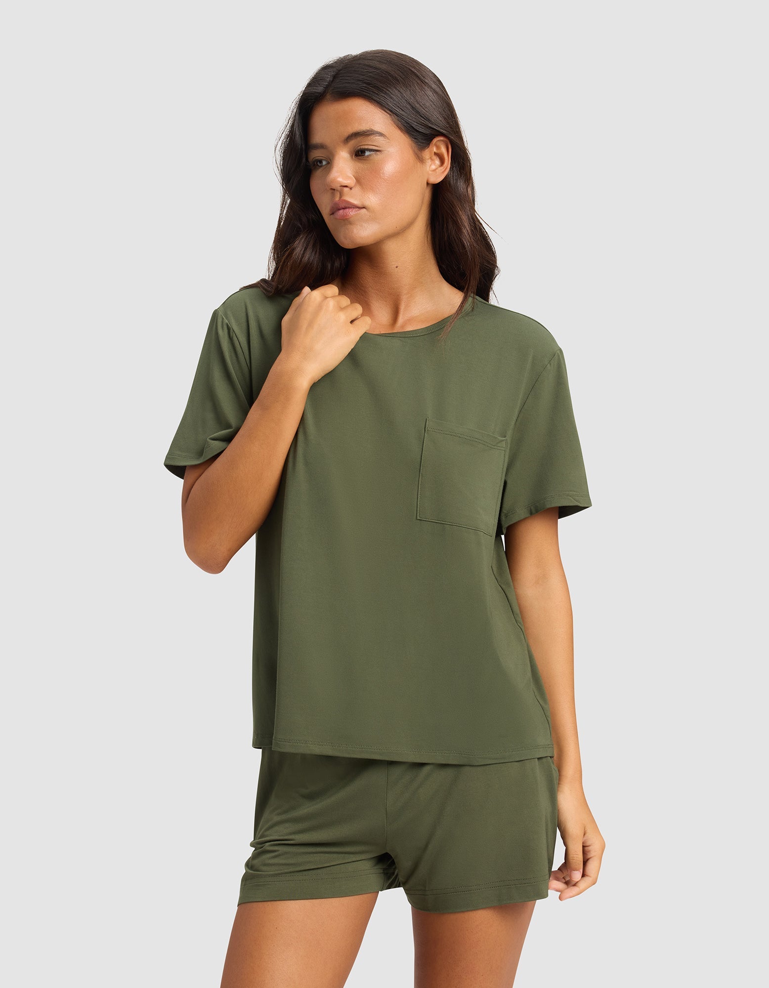 Cozy Earth - Women's Bamboo Stretch - Knit Lounge Tee & Shorts Set