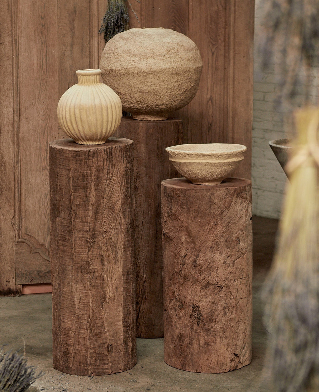 Olive Ateliers - Wood Pedestal - Round Assorted