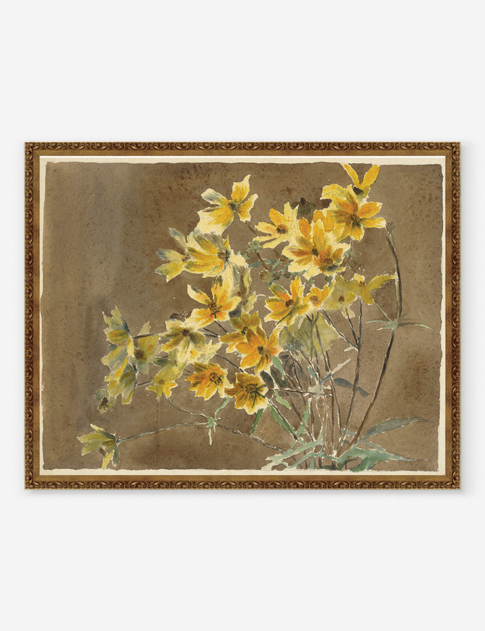 Lulu and Georgia - Yellow/Orange Flower with Border Print by Hannah Borger Overbeck