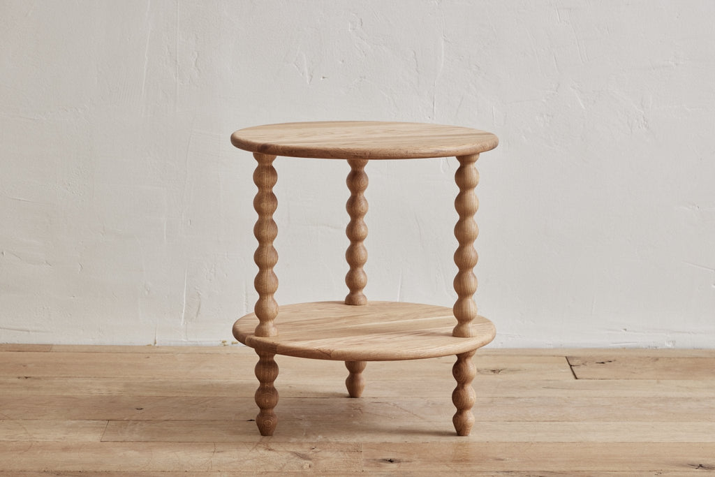 Nicky Kehoe - 2 - Tier Round Bobbin Side Table in Natural Oak