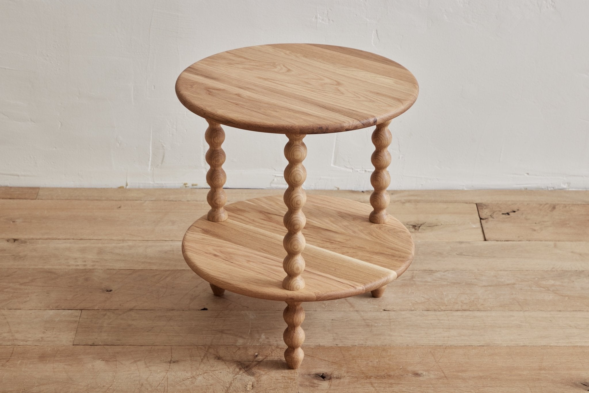 Nicky Kehoe - 2 - Tier Round Bobbin Side Table in Natural Oak