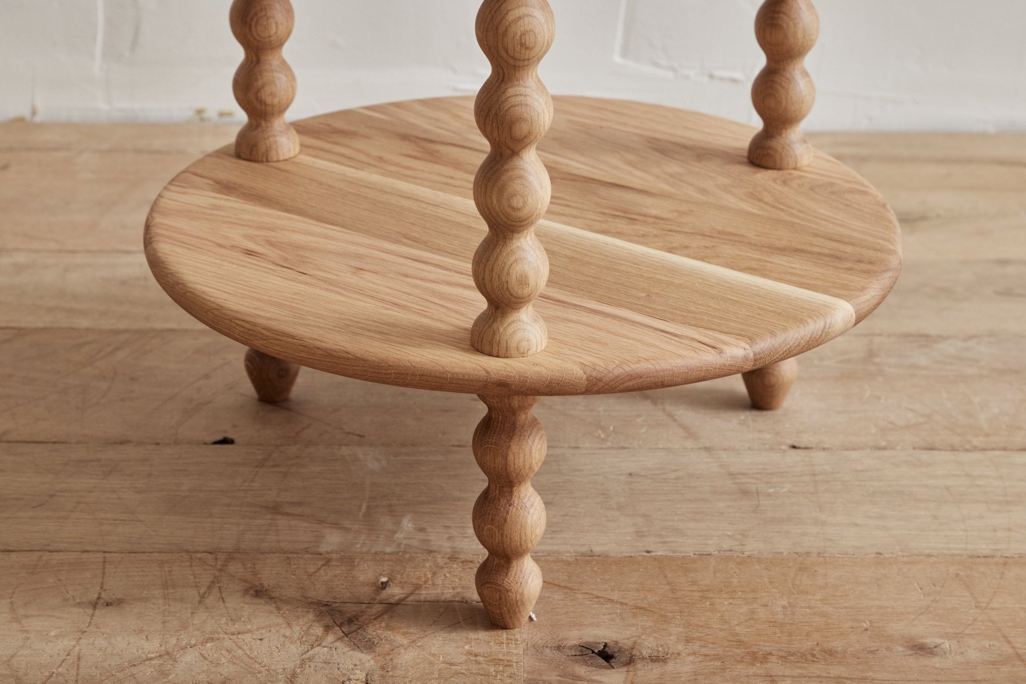 Nicky Kehoe - 2 - Tier Round Bobbin Side Table in Natural Oak