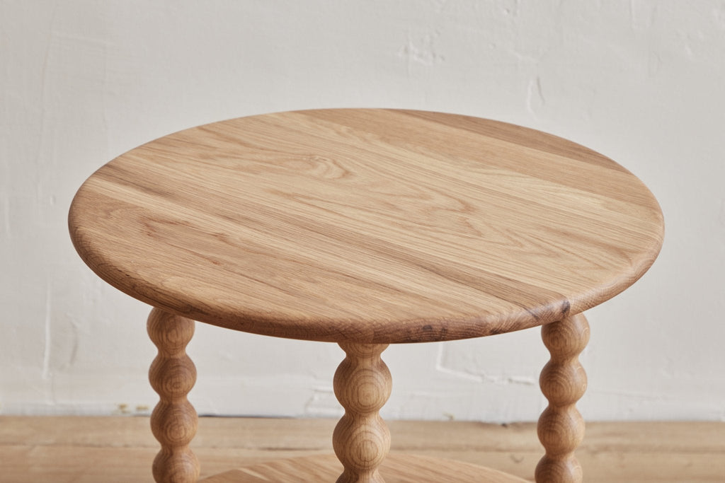 Nicky Kehoe - 2 - Tier Round Bobbin Side Table in Natural Oak