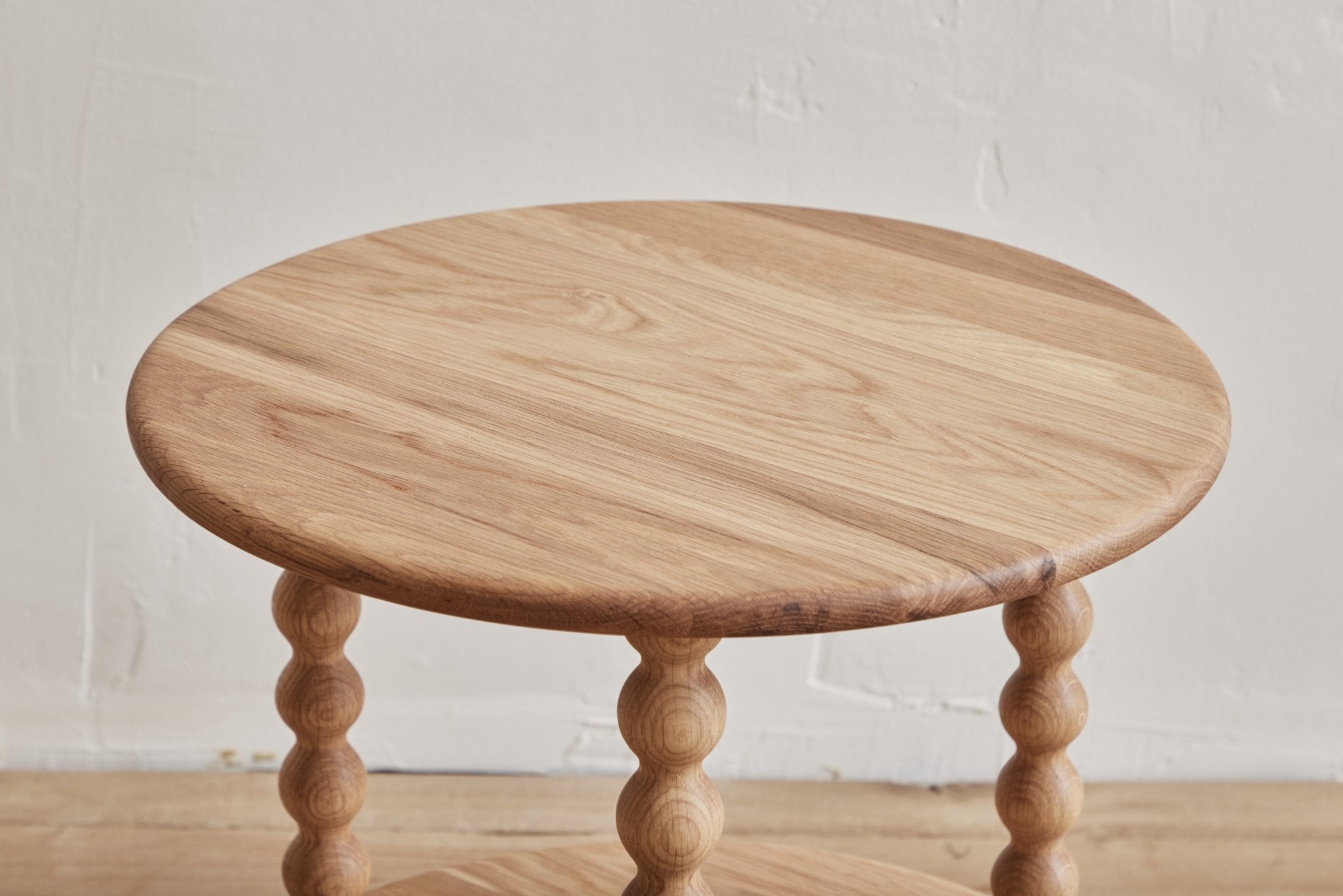 Nicky Kehoe - 2 - Tier Round Bobbin Side Table in Natural Oak
