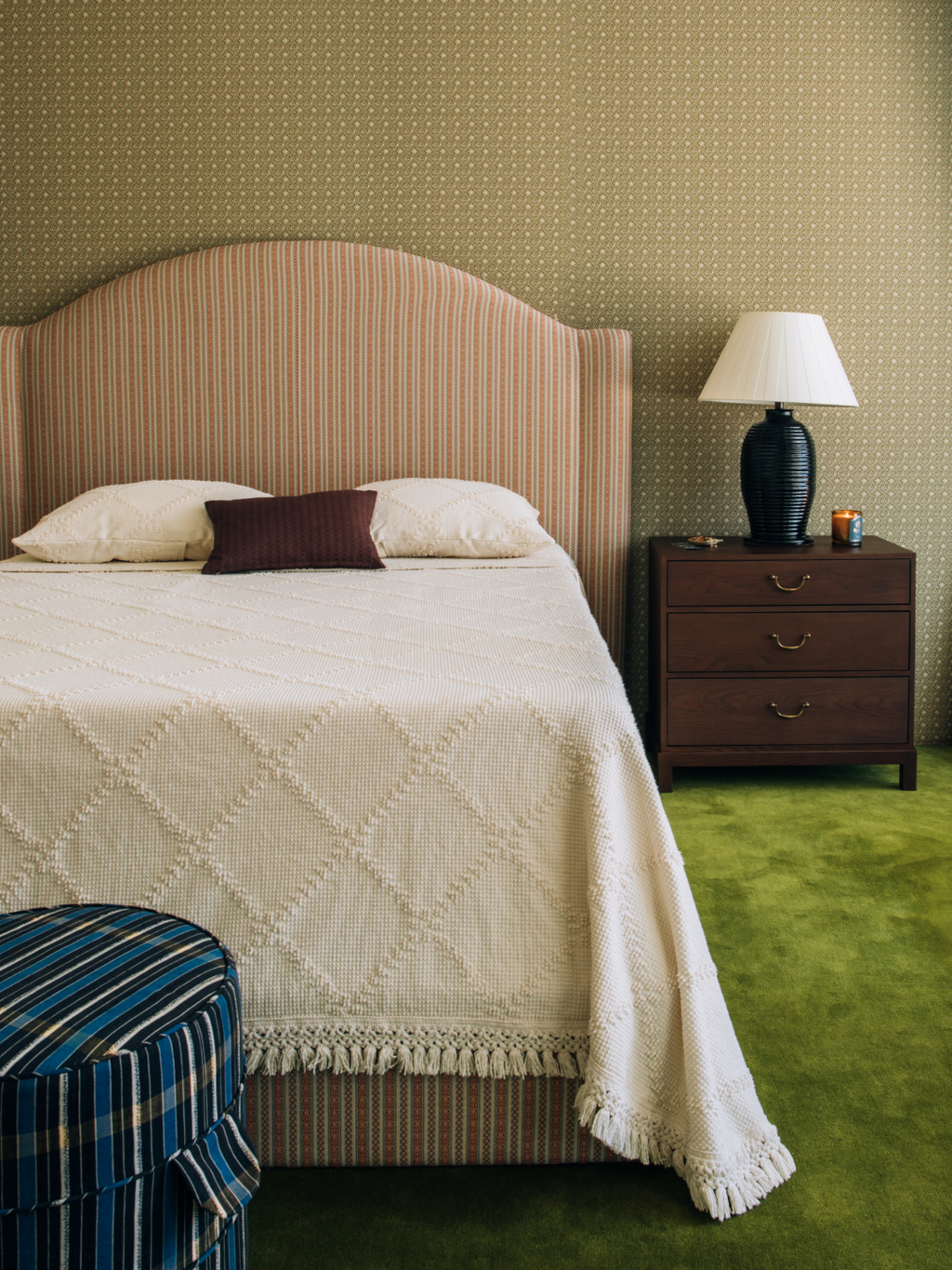 Nicky Kehoe - Trellis Terry Fringed Coverlet in Ivory