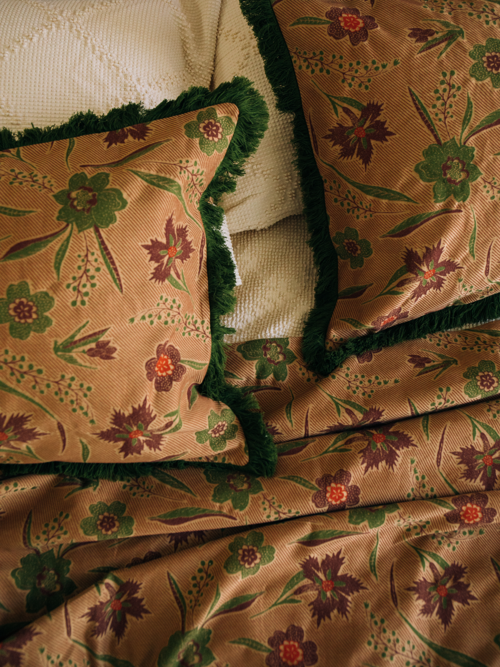 Nicky Kehoe - Aster Jacquard Coverlet with Fringe in Vert