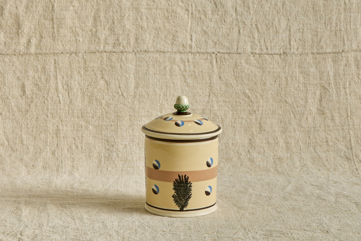 Nicky Kehoe - Small Mochaware Canister in Yellow Dendritic