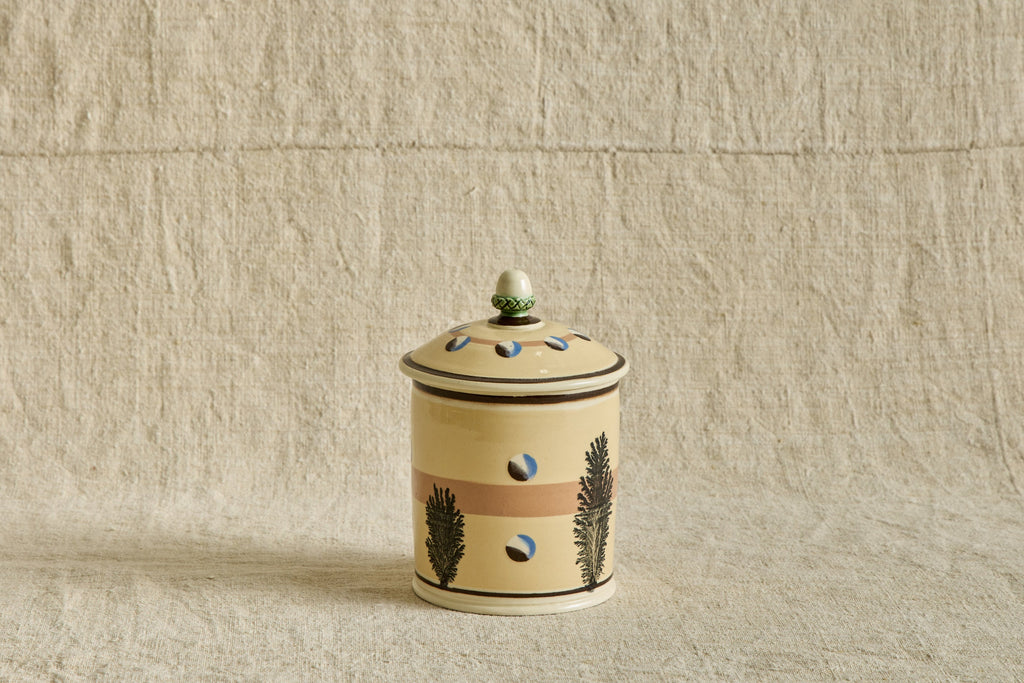 Nicky Kehoe - Small Mochaware Canister in Yellow Dendritic