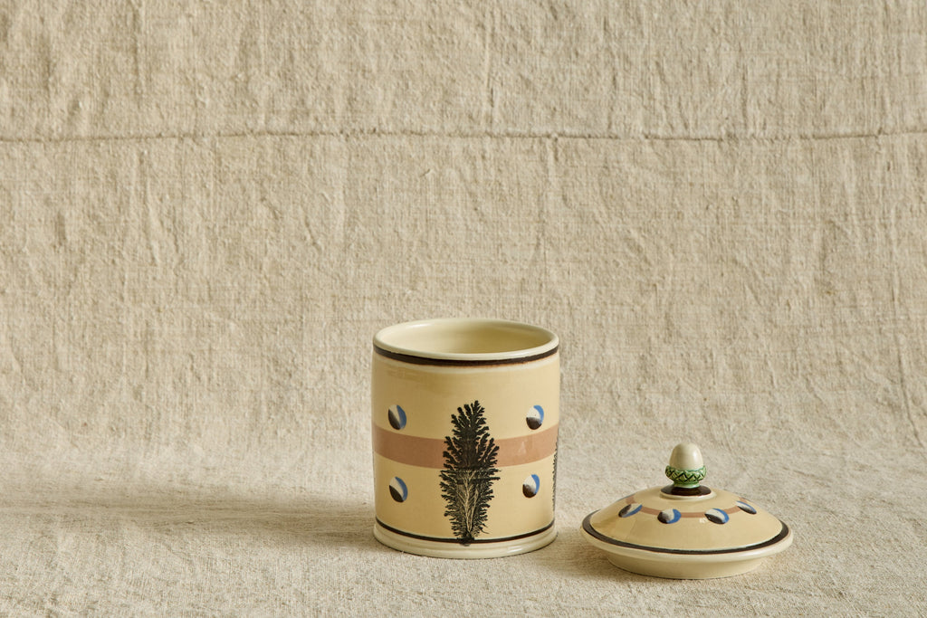 Nicky Kehoe - Small Mochaware Canister in Yellow Dendritic