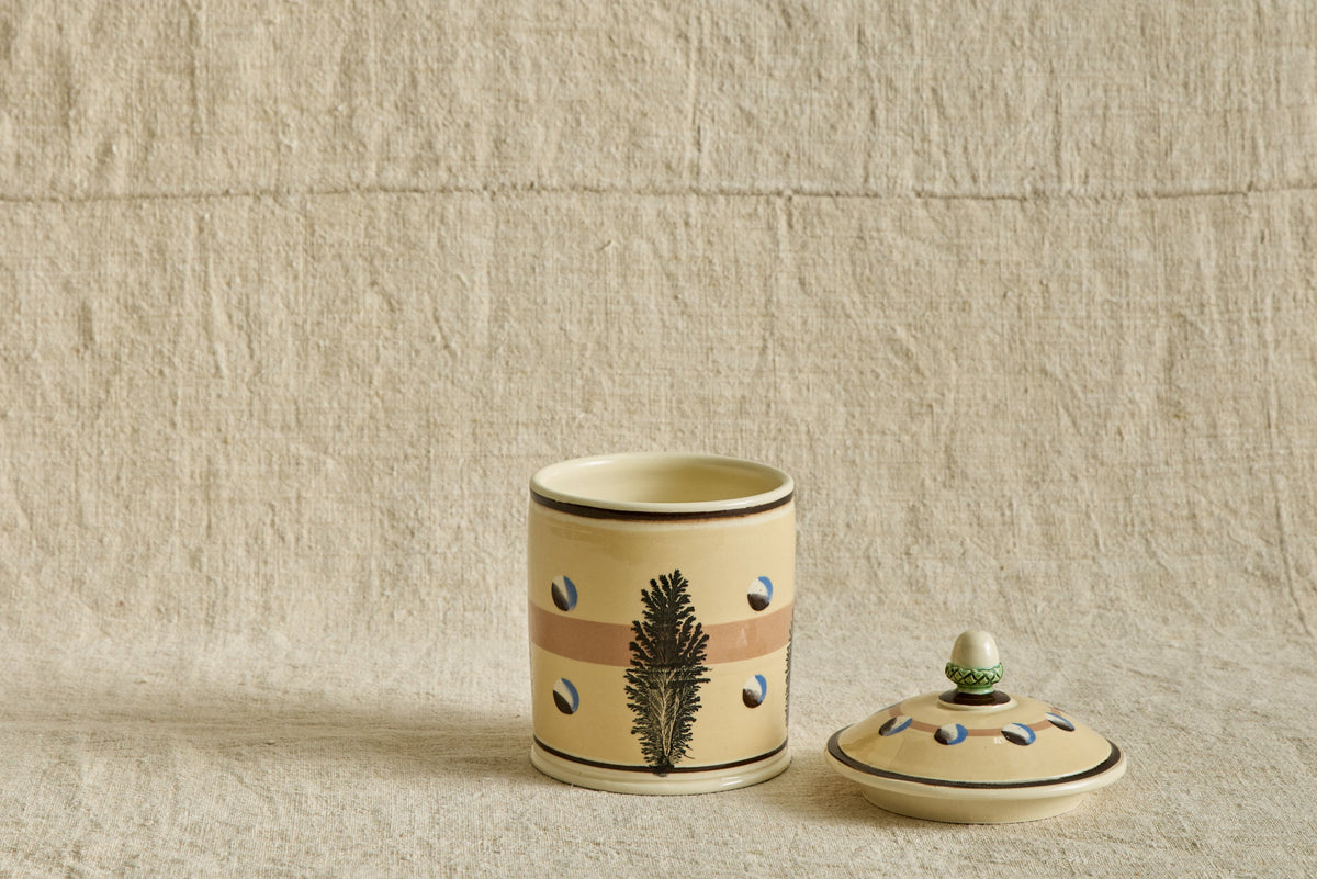 Nicky Kehoe - Small Mochaware Canister in Yellow Dendritic