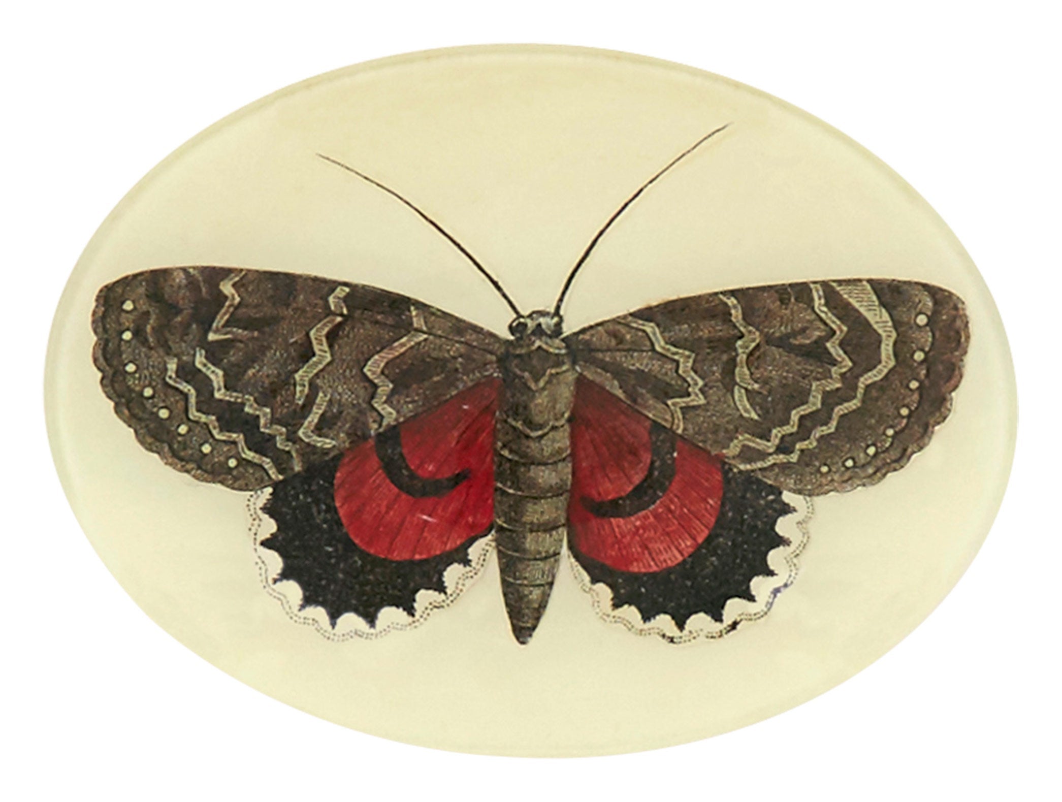 Jayson Home - Red and Brown Butterfly Oval Tray