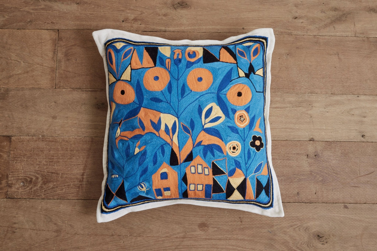 Nicky Kehoe - Home Sweet Home Embroidered Cashmere Pillow