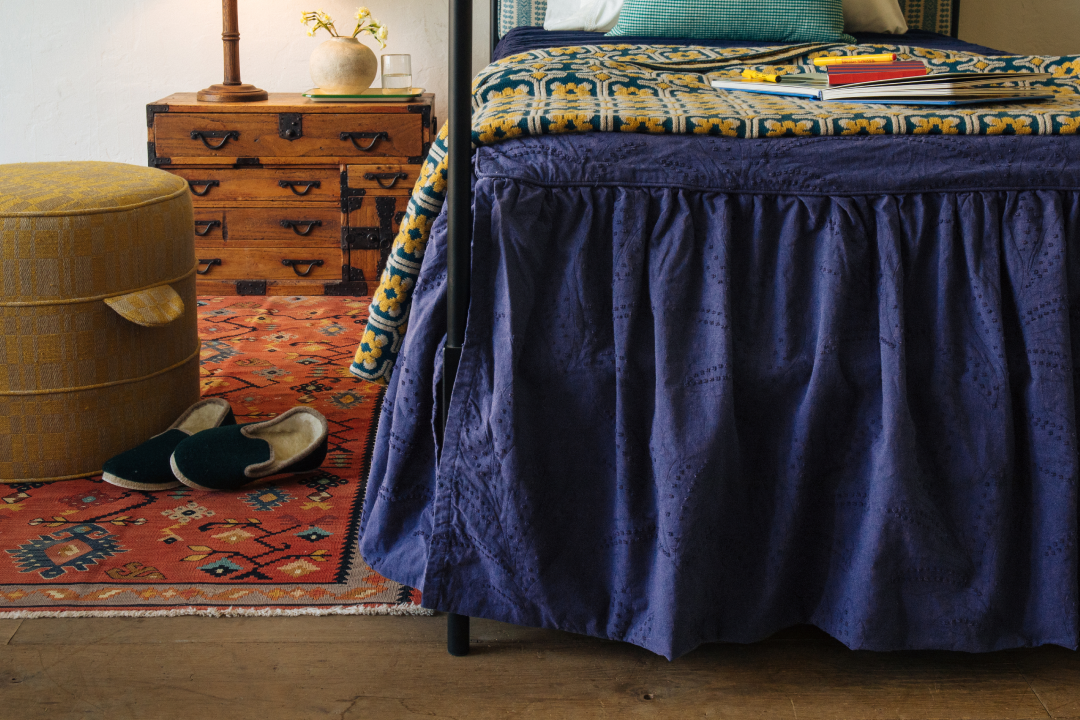 Nicky Kehoe - Hazel Ruffled Coverlet in Indigo
