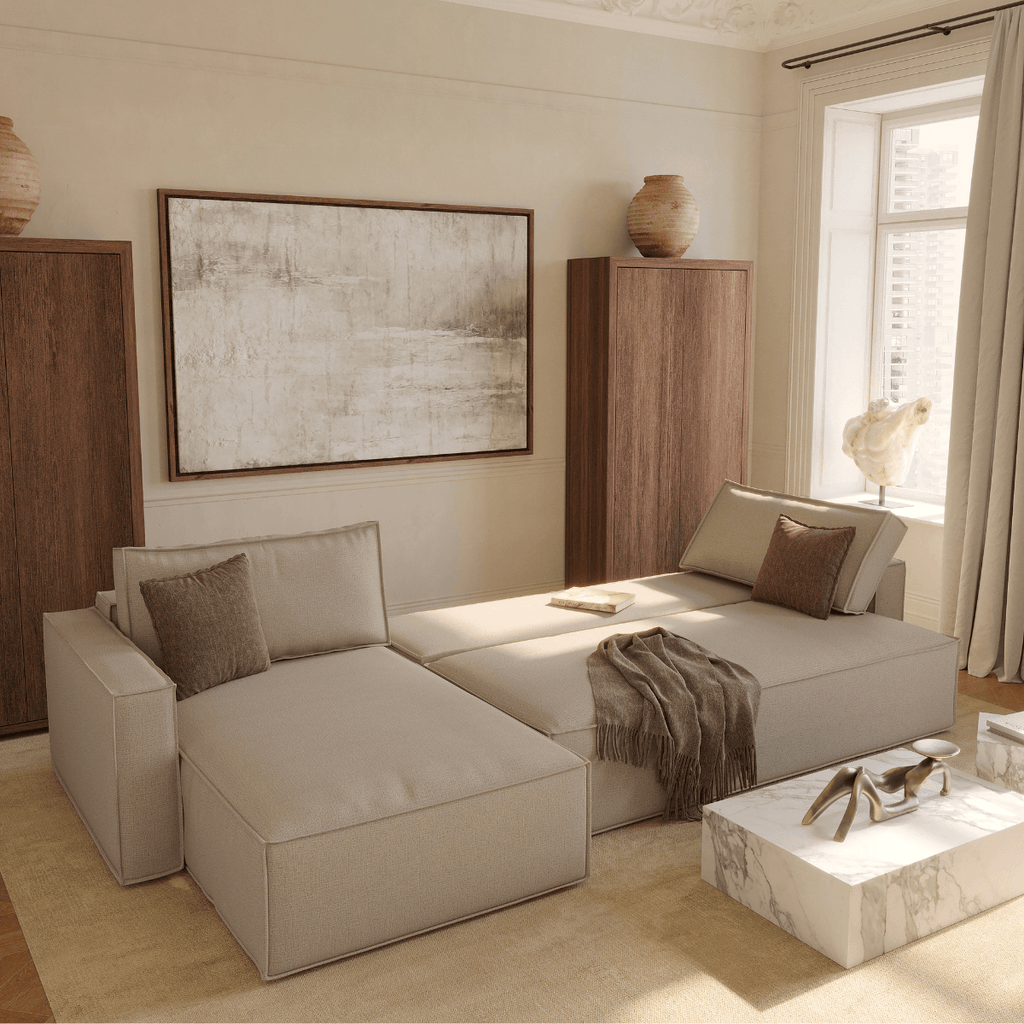 Urban Natural - Newilla Sleeper Sectional with Standard Arms