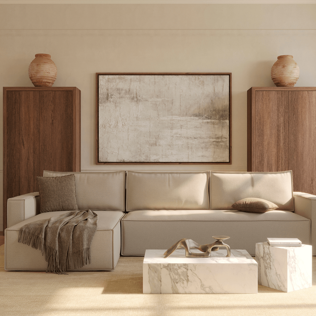 Urban Natural - Newilla Sleeper Sectional with Standard Arms