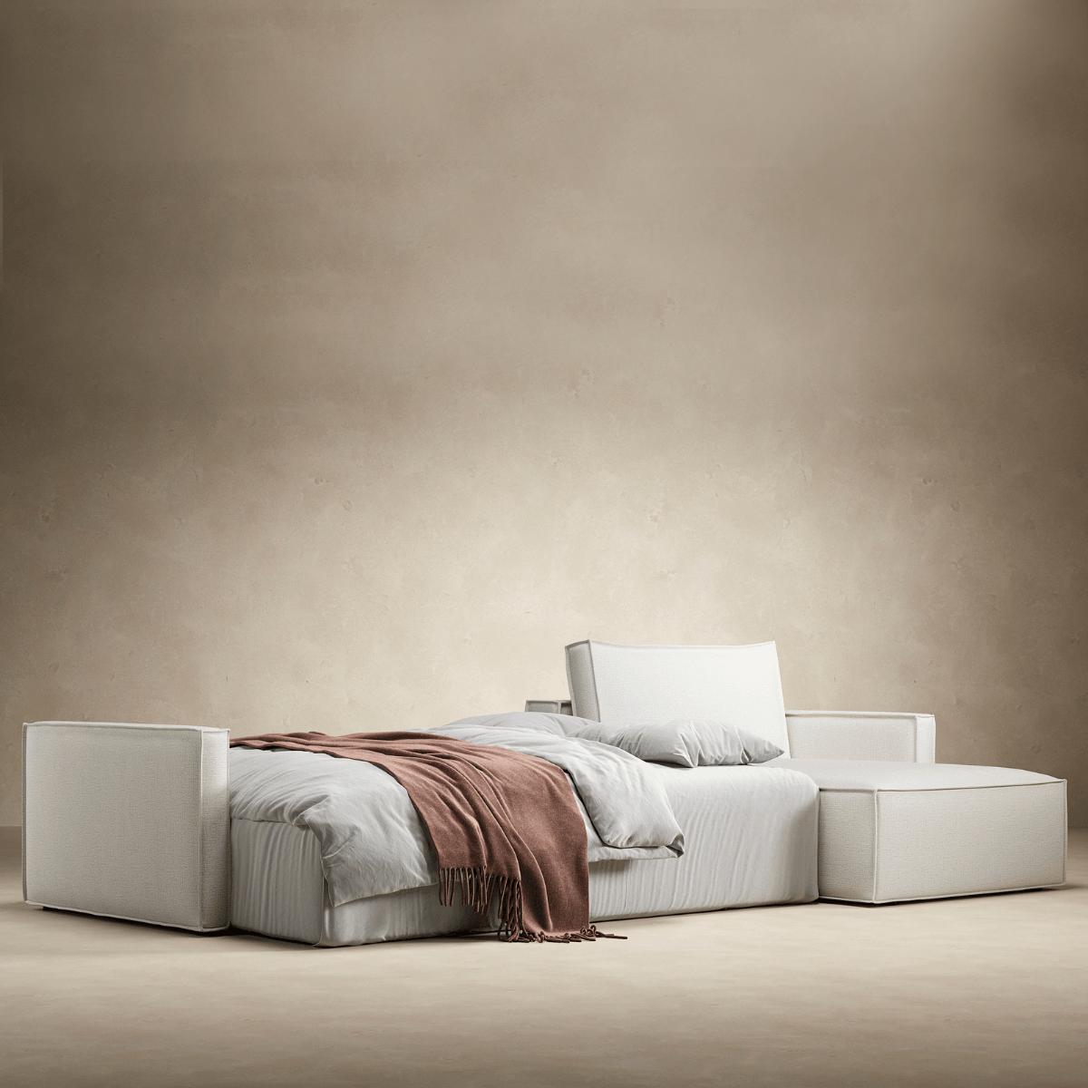 Urban Natural - Newilla Sleeper Sectional with Slim Arms